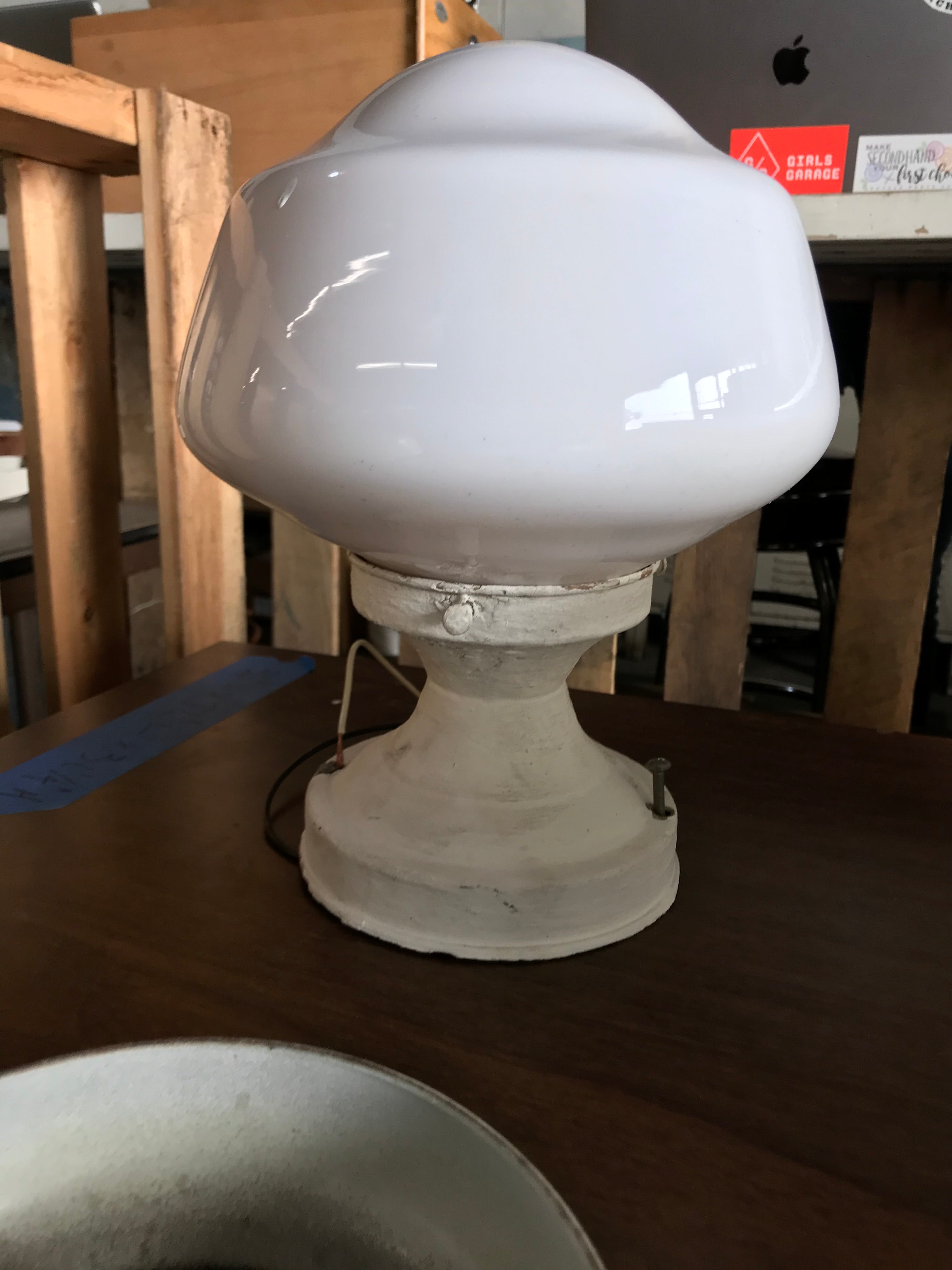 School House Ceiling Mount Light with Mushroom Shaped Glass Shade 11"