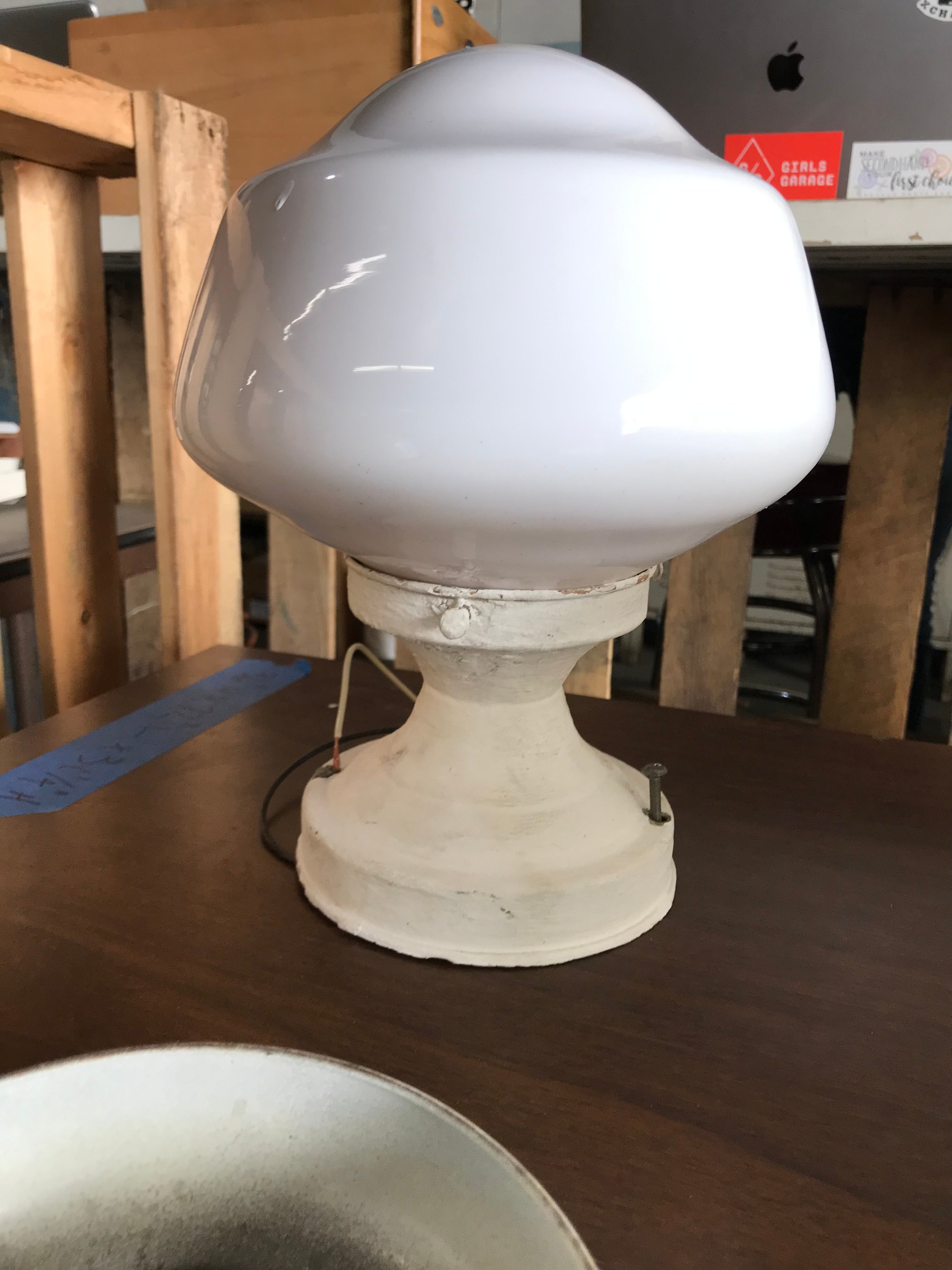 School House Ceiling Mount Light with Mushroom Shaped Glass Shade 11"