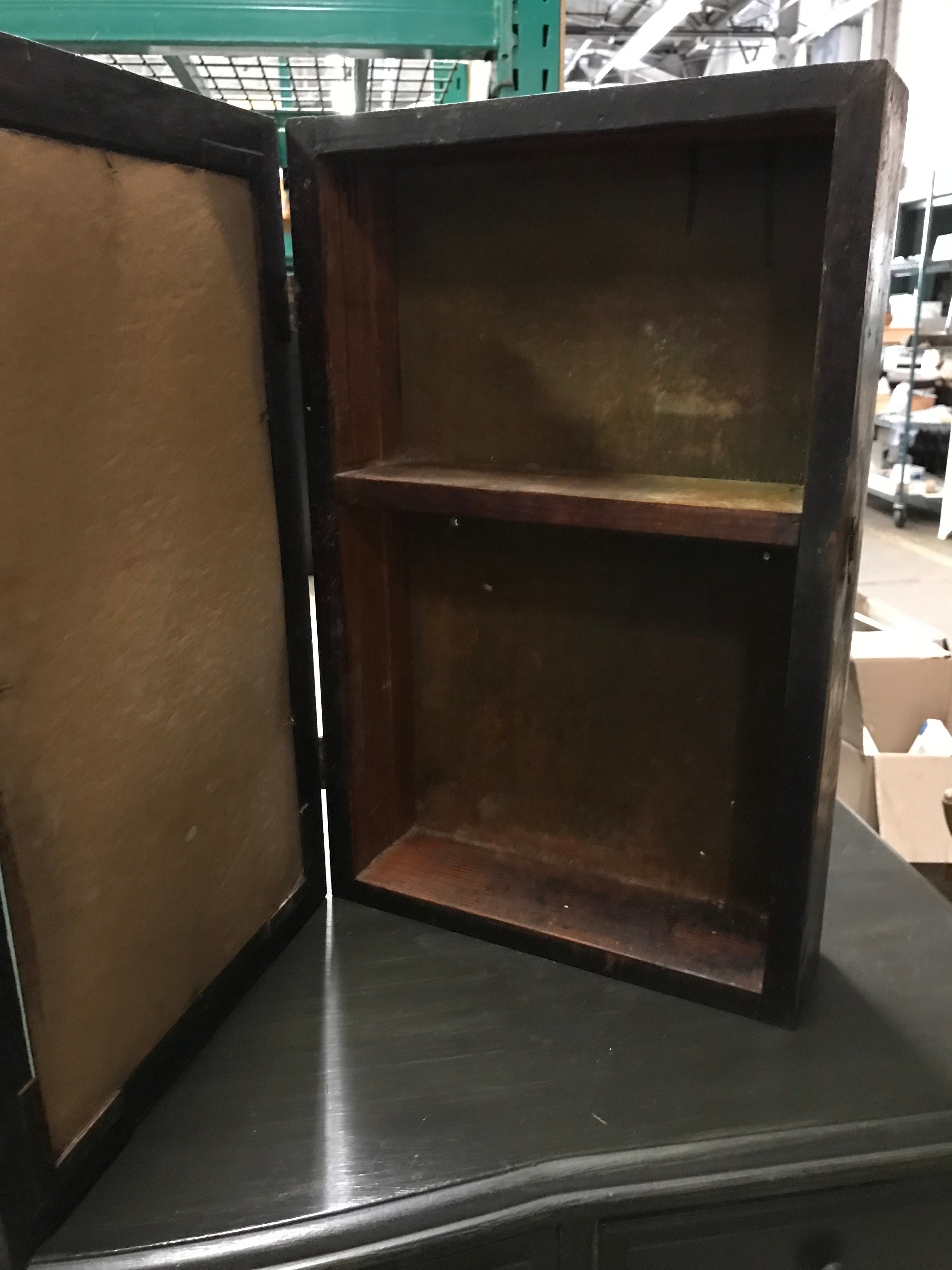 Vintage Wall Mount Cabinet with Mirror - Wood Frame