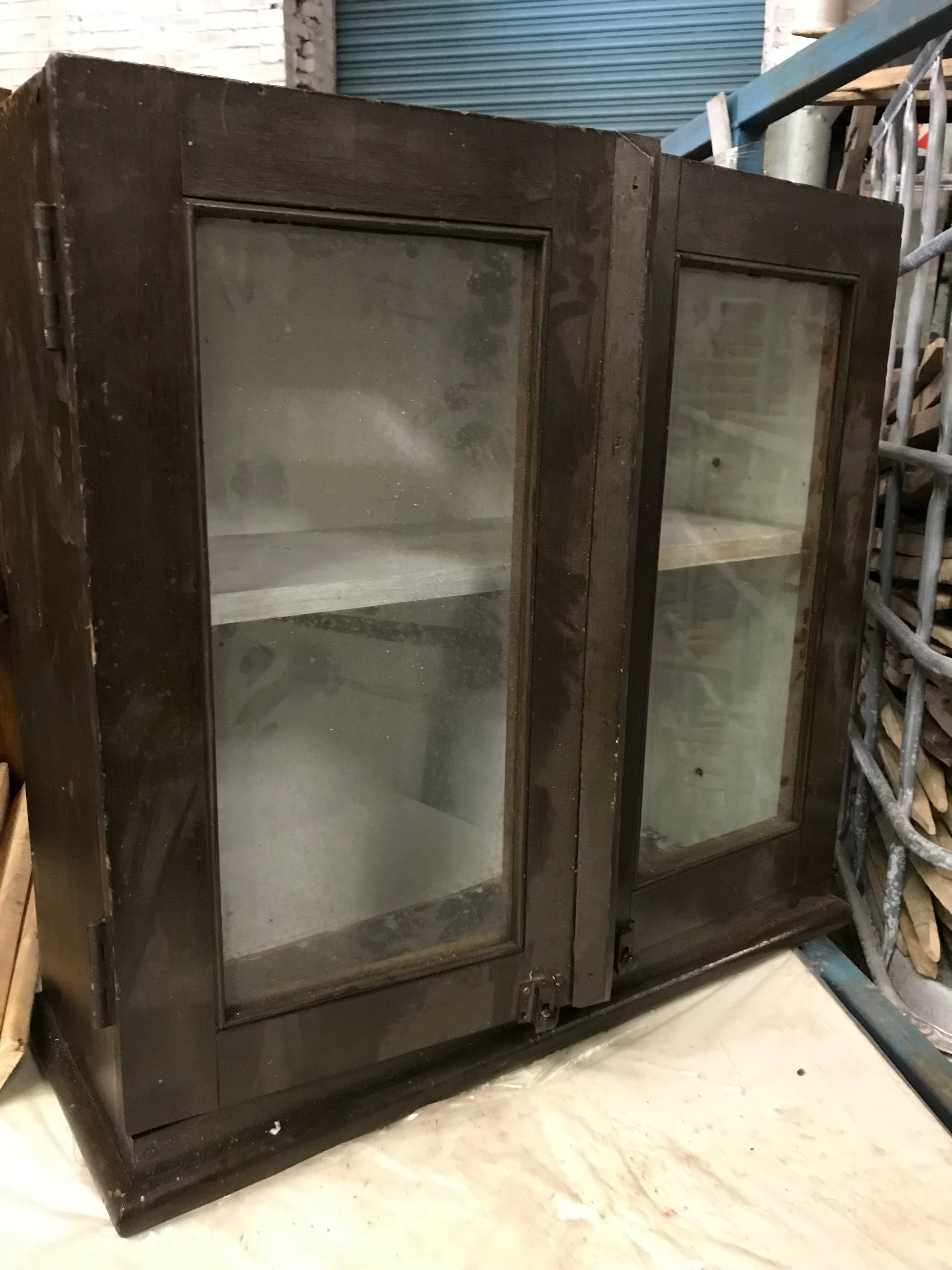 Wood Wall Mount Cabinet with Glass Doors