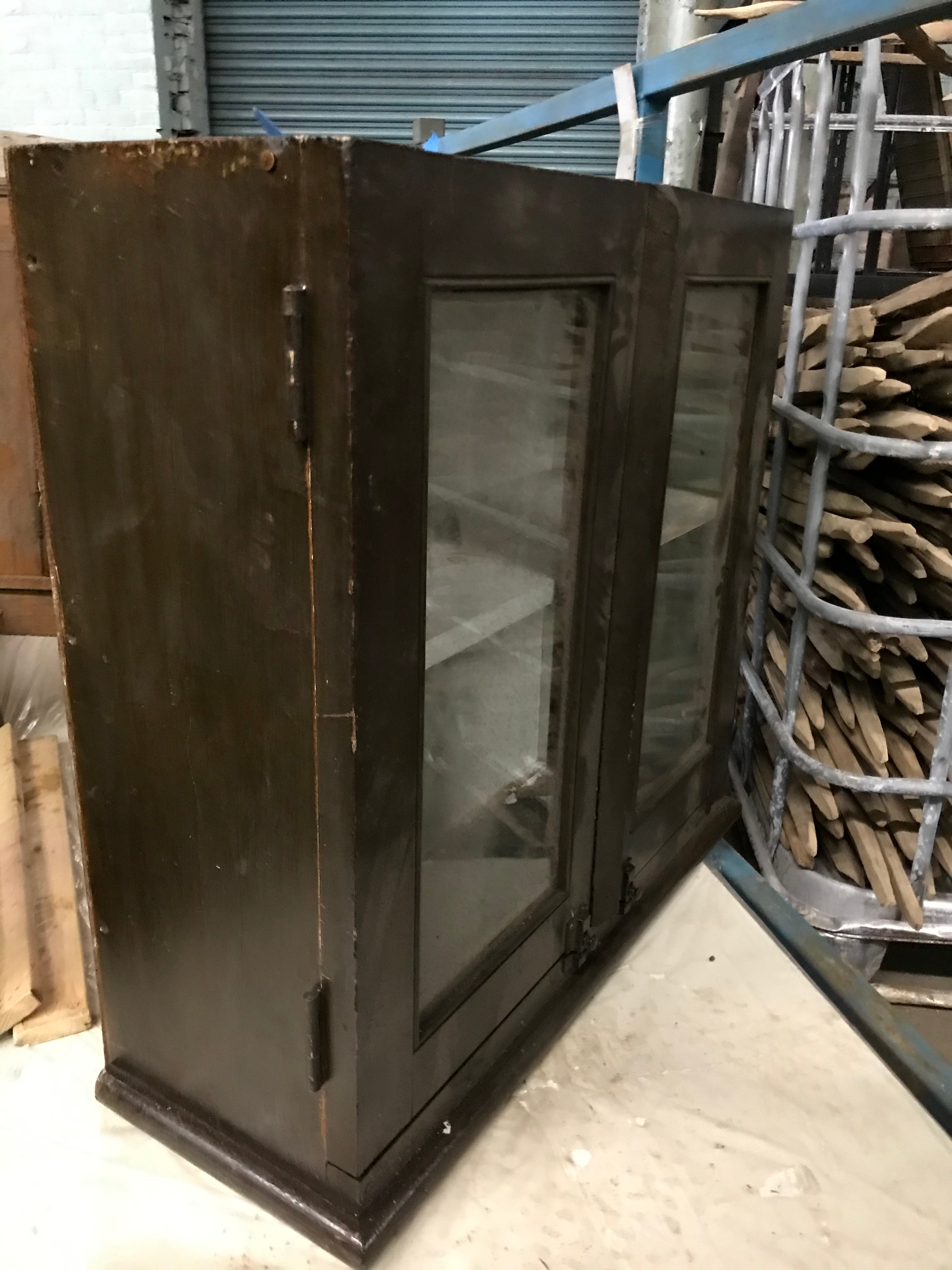Wood Wall Mount Cabinet with Glass Doors