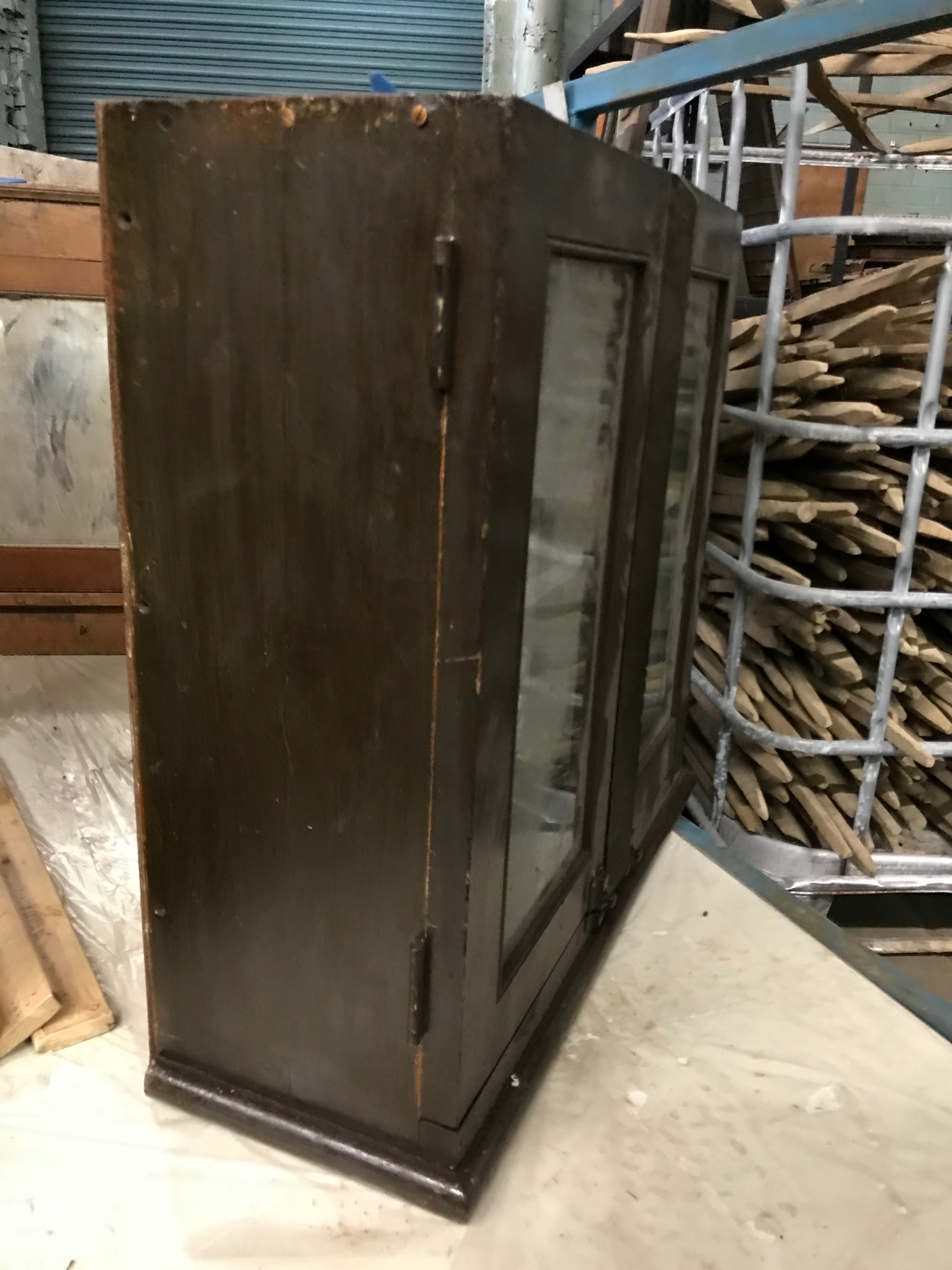 Wood Wall Mount Cabinet with Glass Doors
