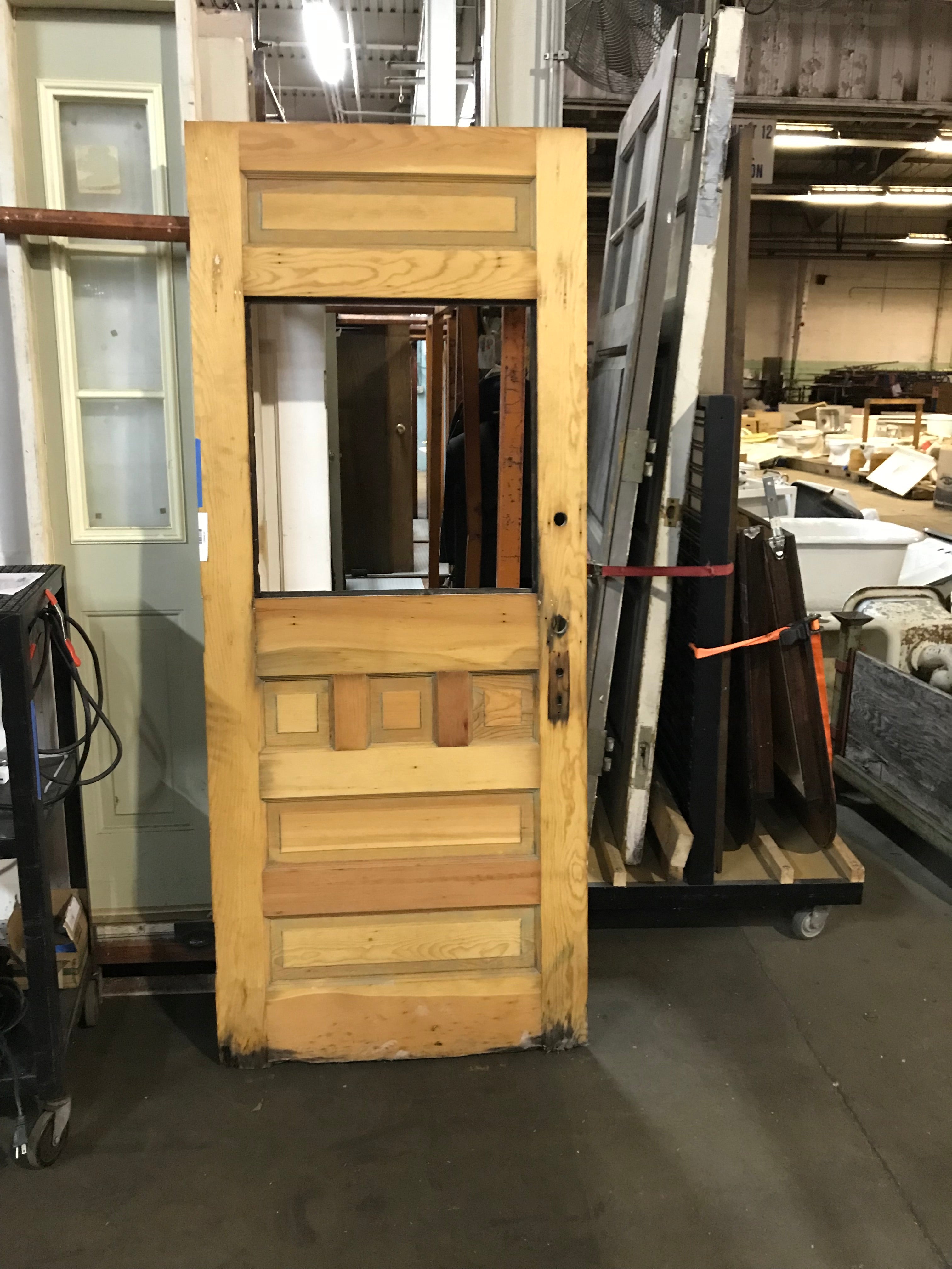 Wood Door Half Glass Opening - Craftsman Style