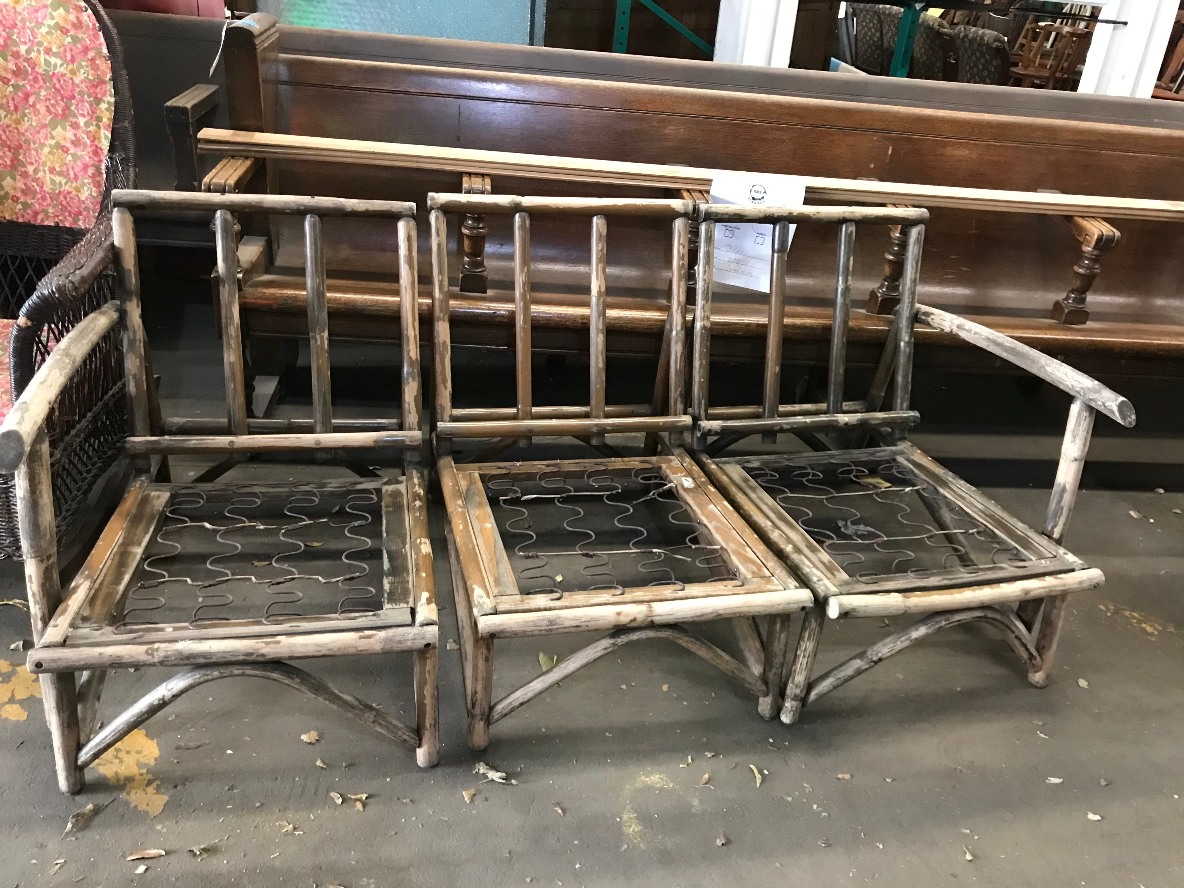 Vintage Bamboo Outdoor Couch 3-piece