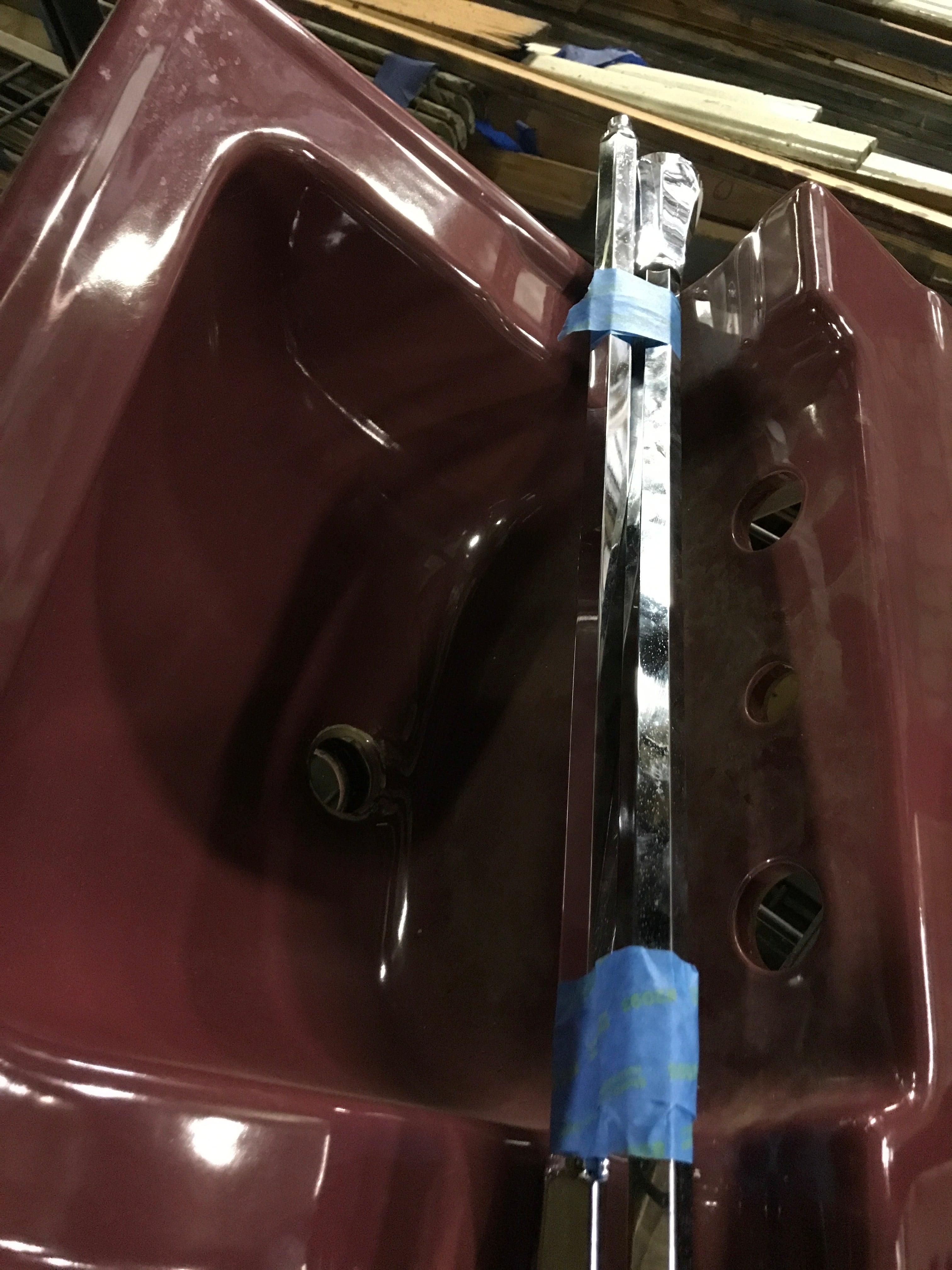 Vintage Maroon Wall Mount Sink 23" x 18" with Legs
