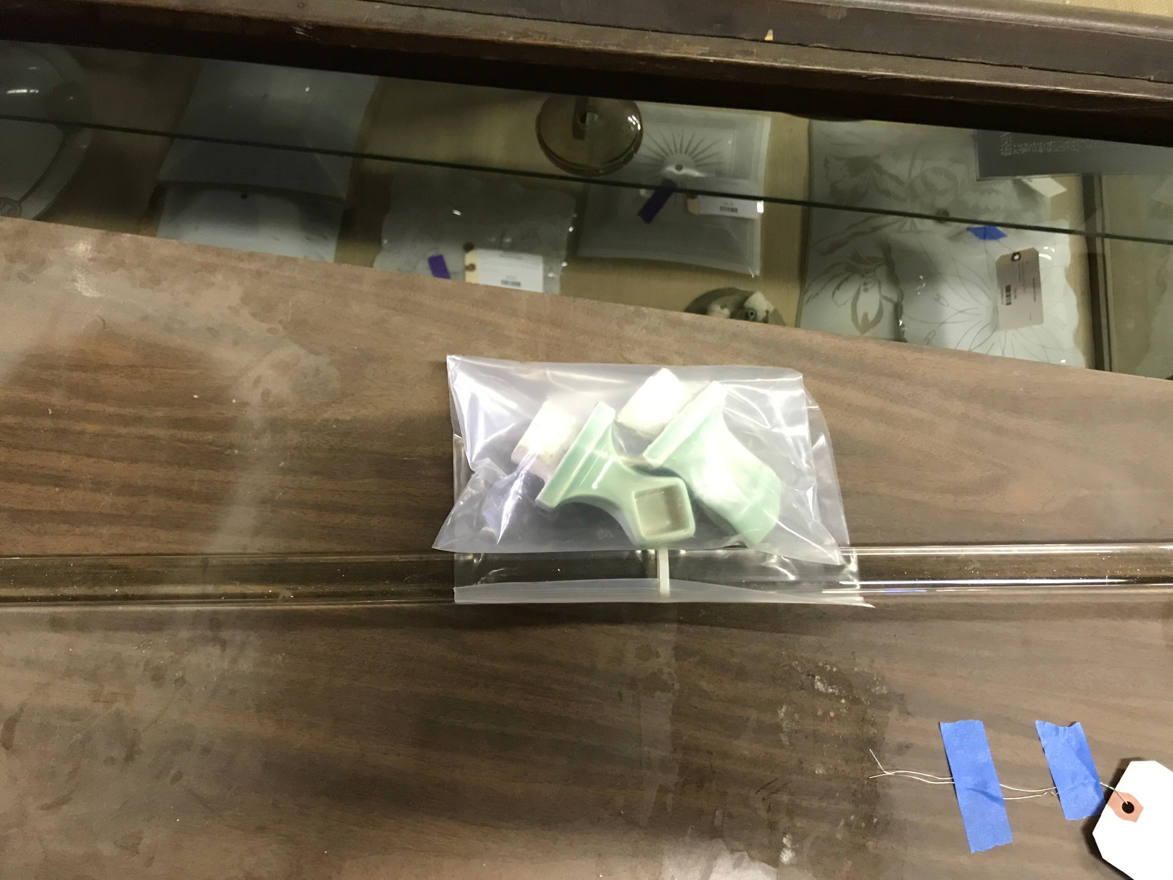Vintage Glass Towel Bar with Ceramic Holders
