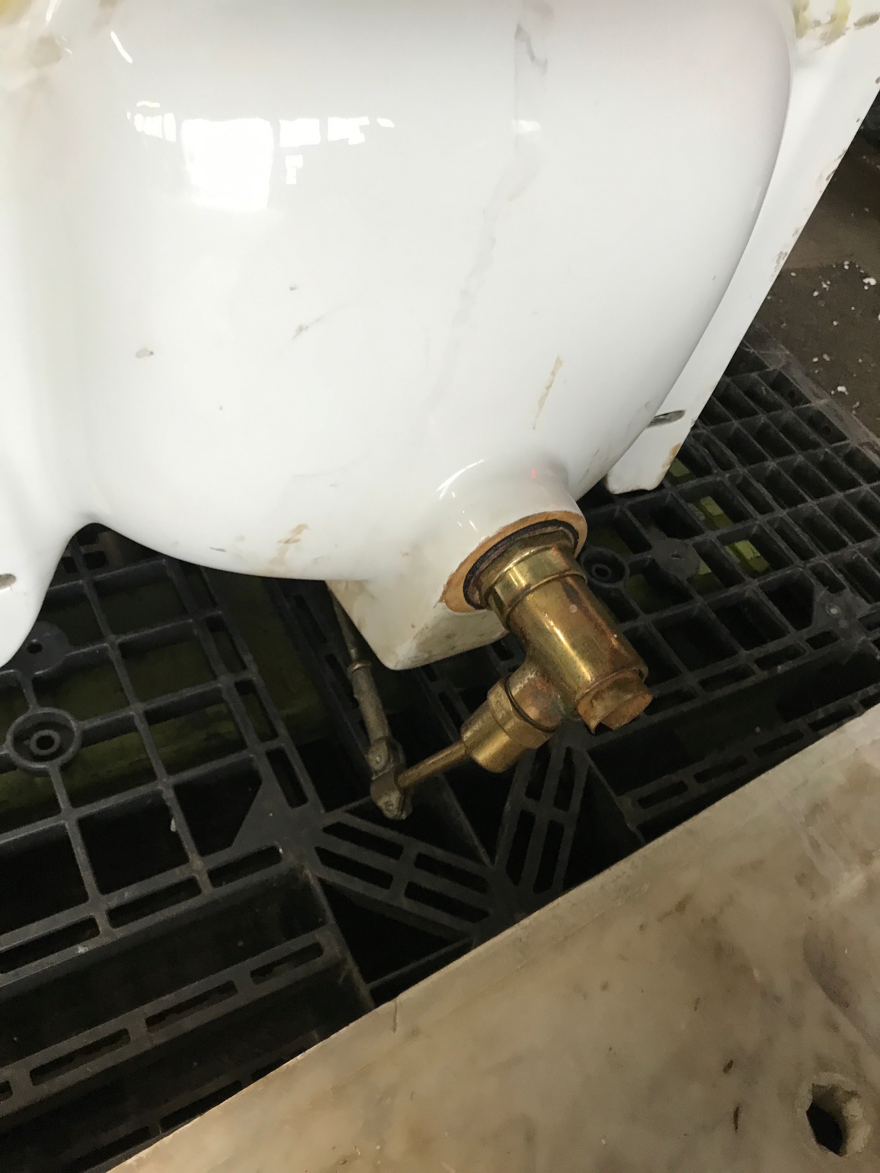 1932 Cast Iron Wall Mount Bathroom Sink with Original Brass Fixtures