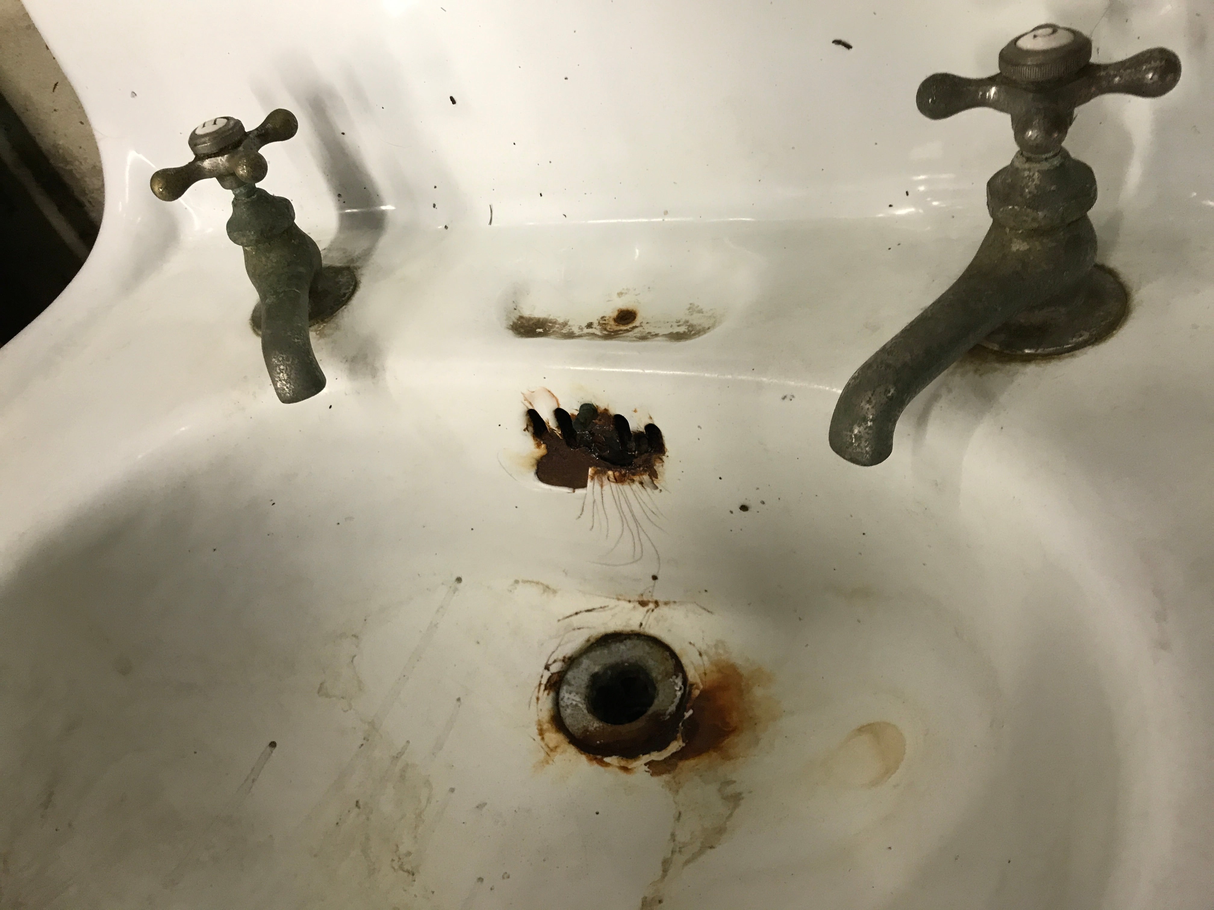Cast Iron Wall Mount Sink with Backsplash and Faucet