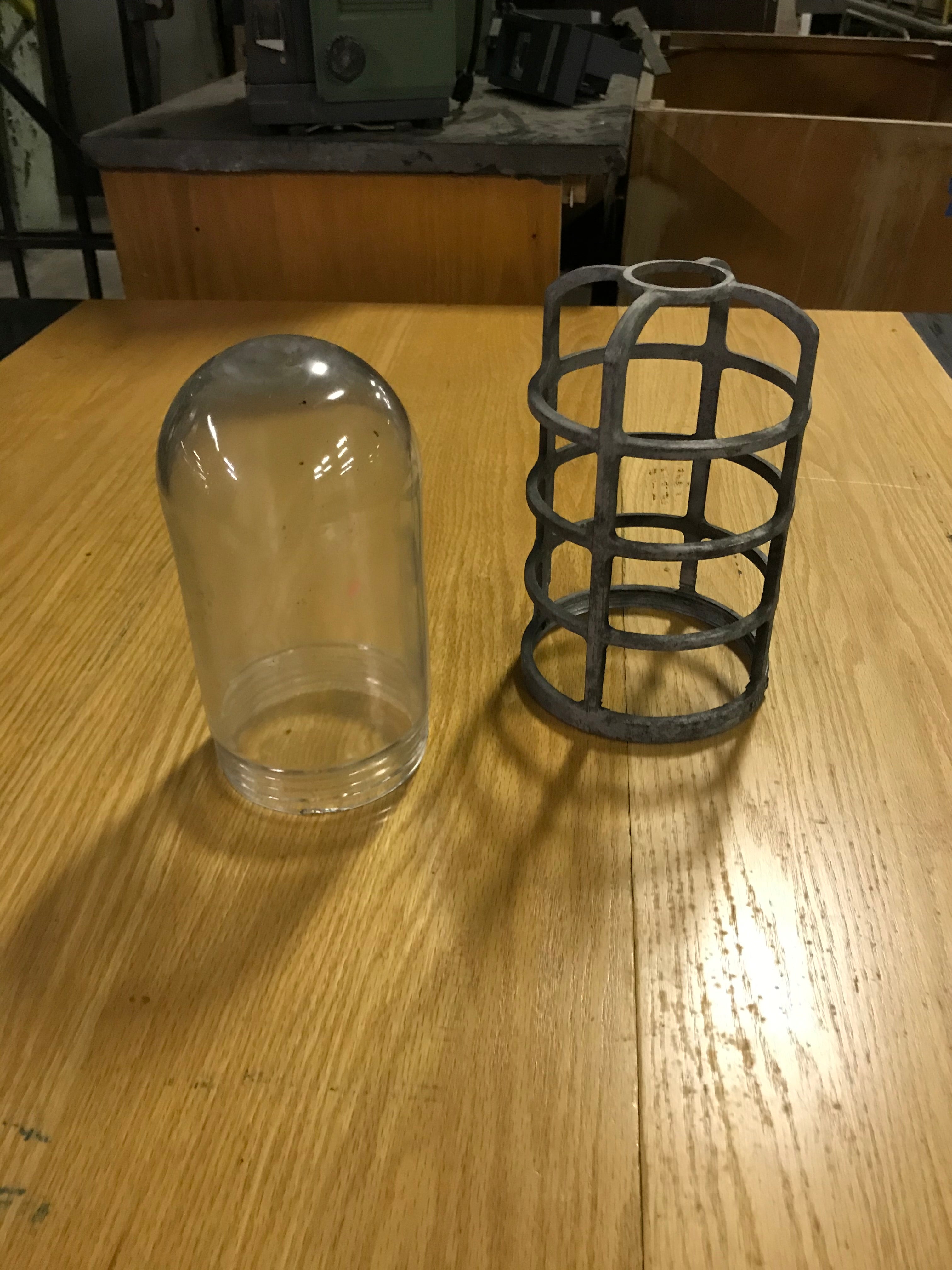 Glass Shade with Metal Cage Protector