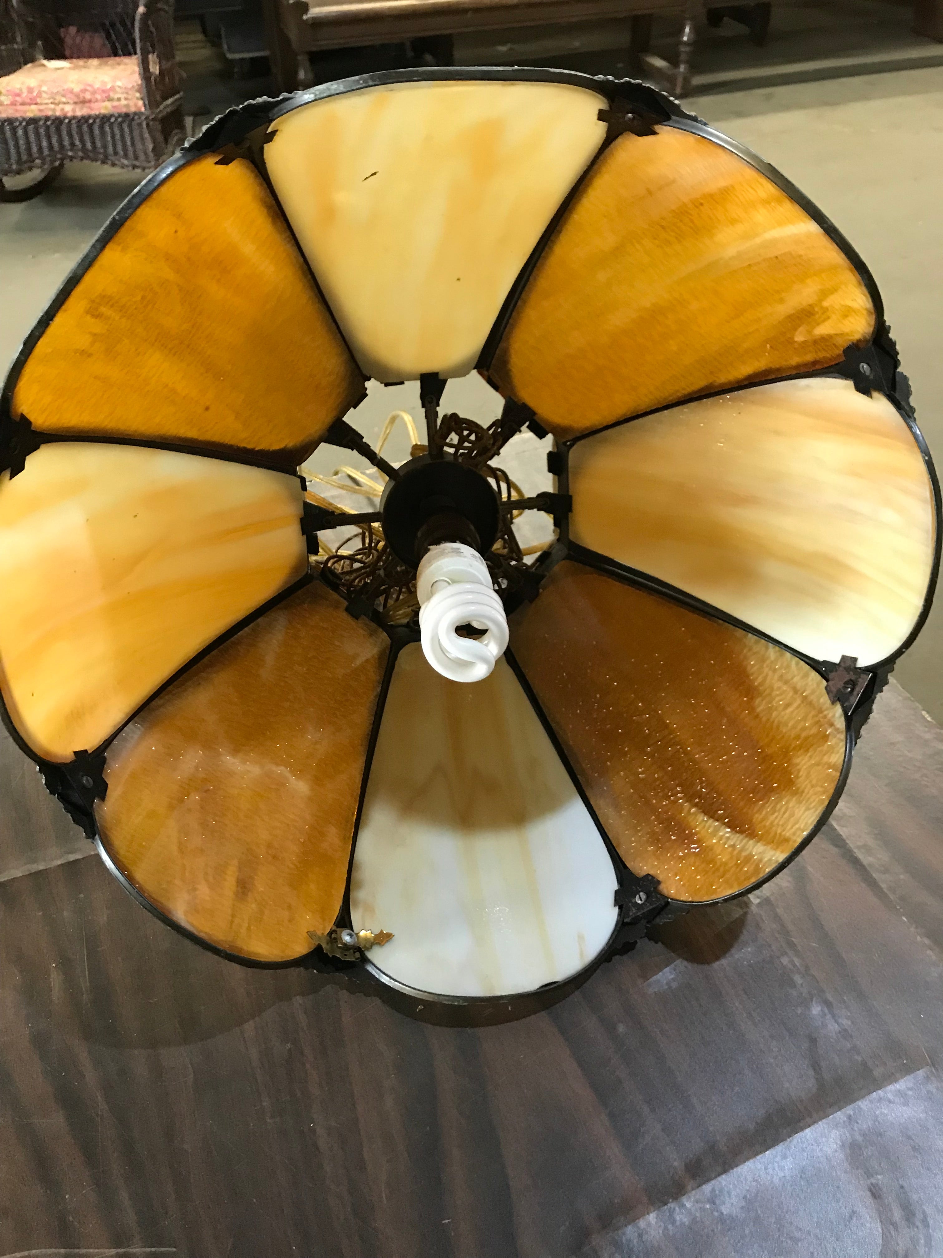 Vintage  Light with Slag Glass