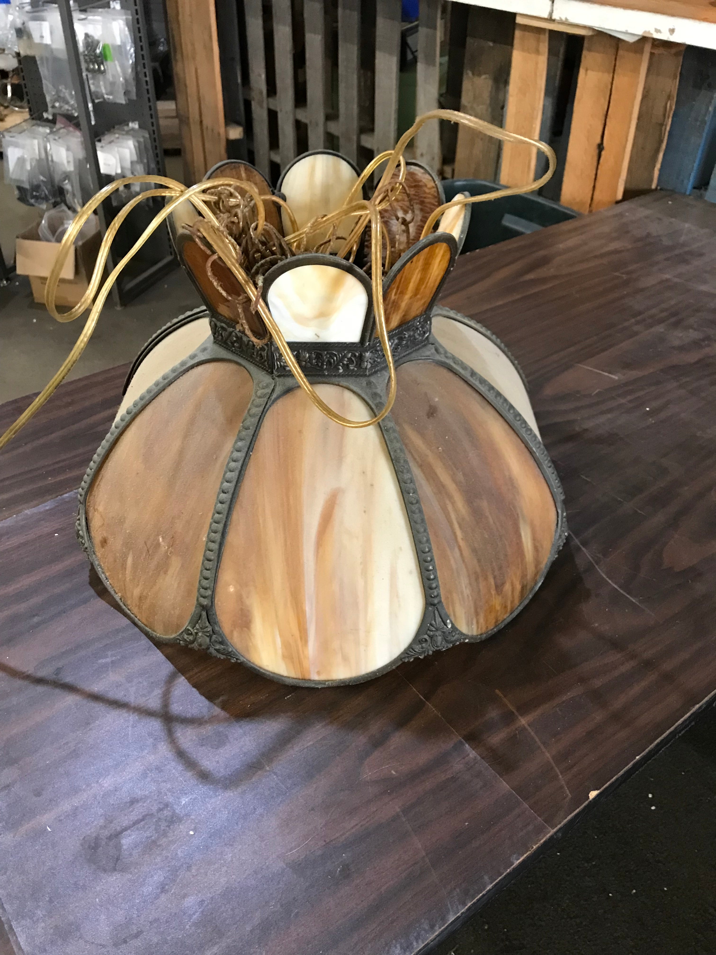 Vintage  Light with Slag Glass