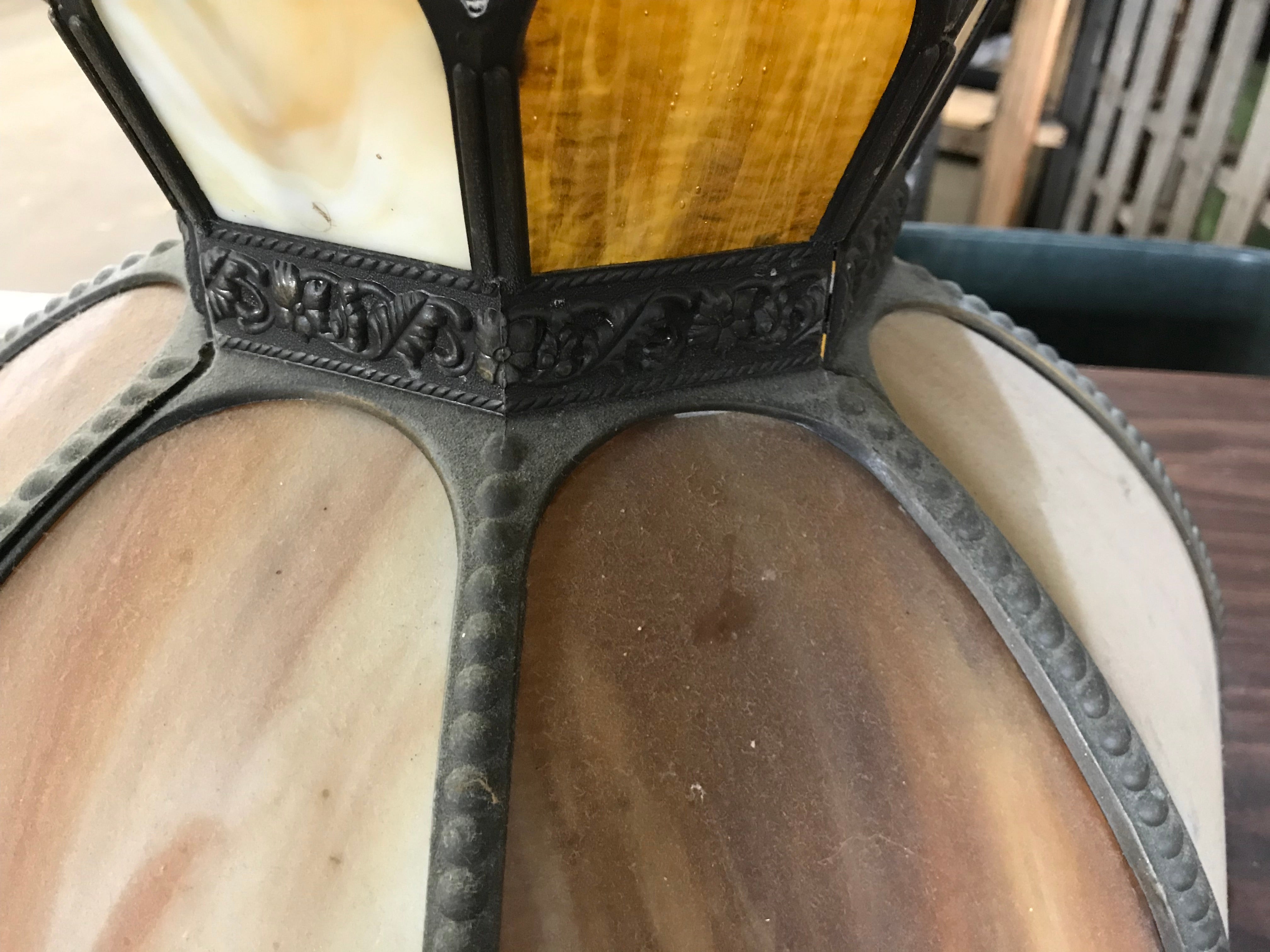 Vintage  Light with Slag Glass