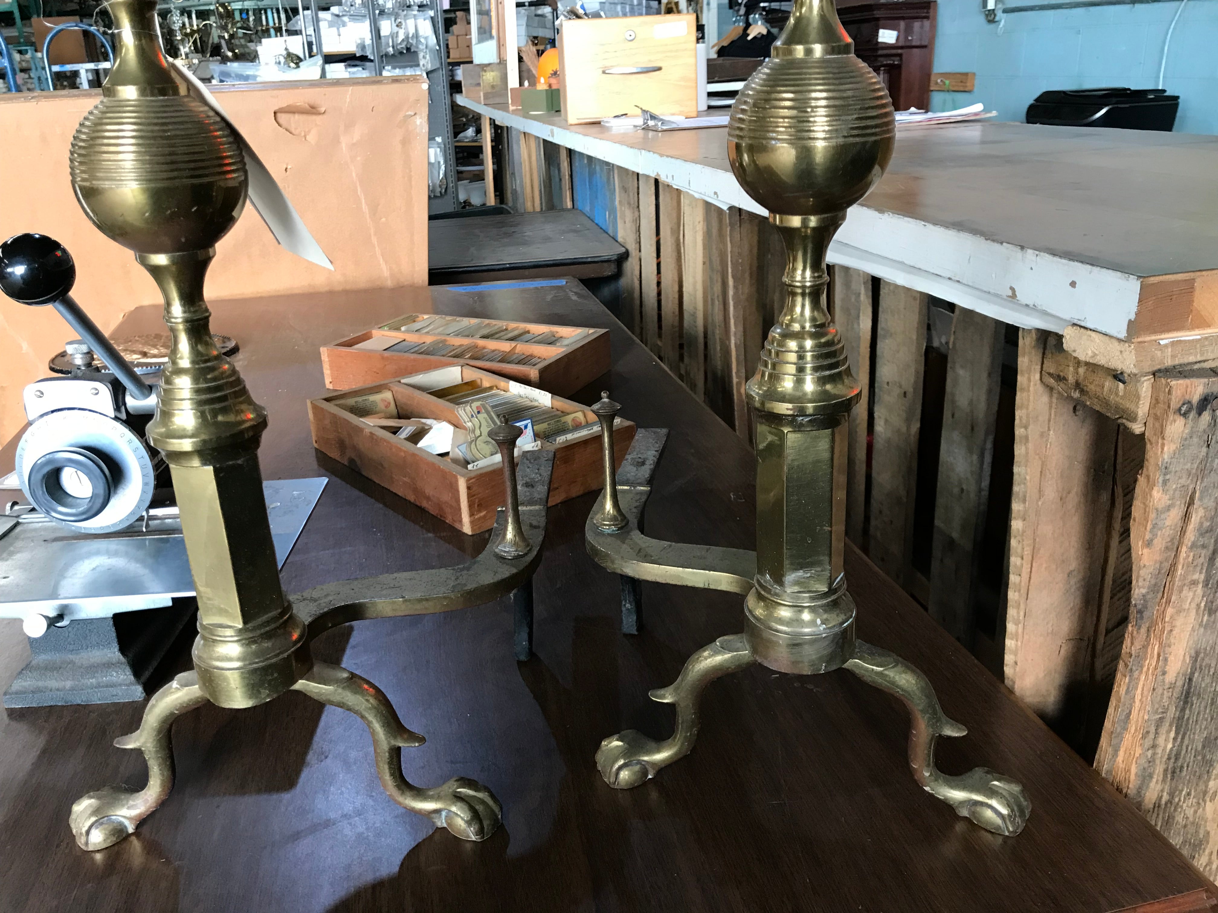 Set of Andirons - Brass