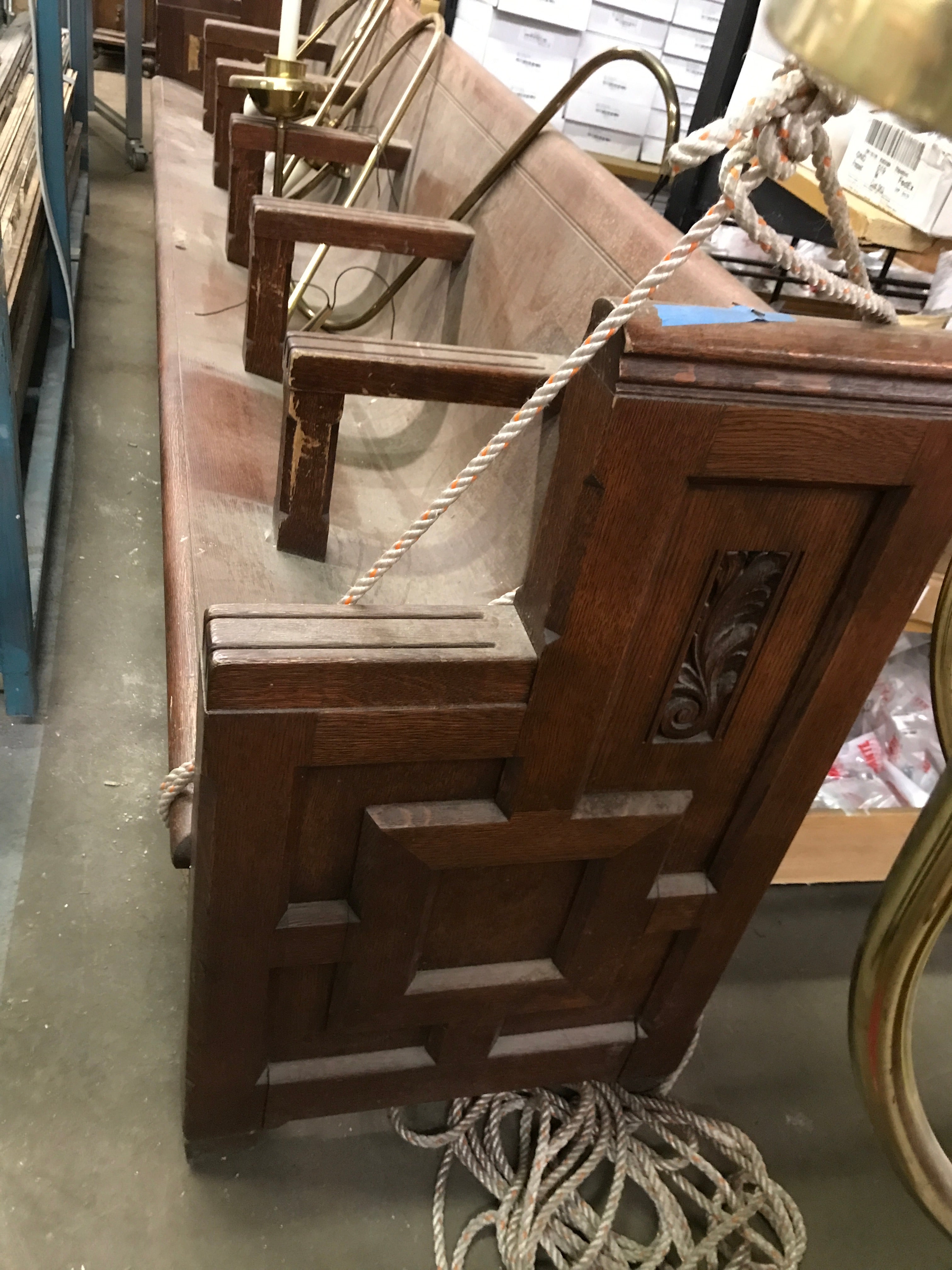 Vintage 1930's Oak Court Bench 10' 3"