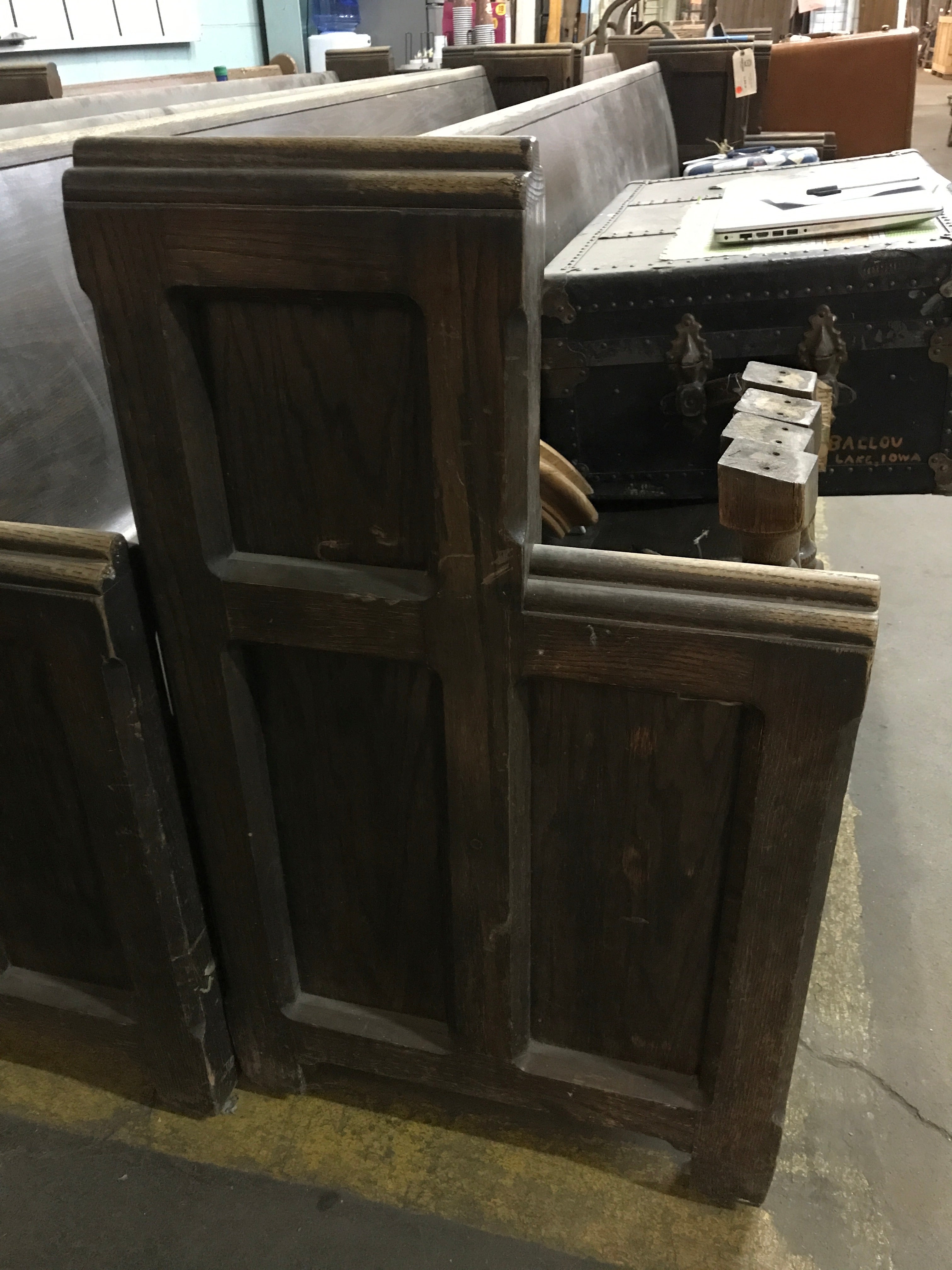 Vintage 1930's Oak Court Bench 10' 3"