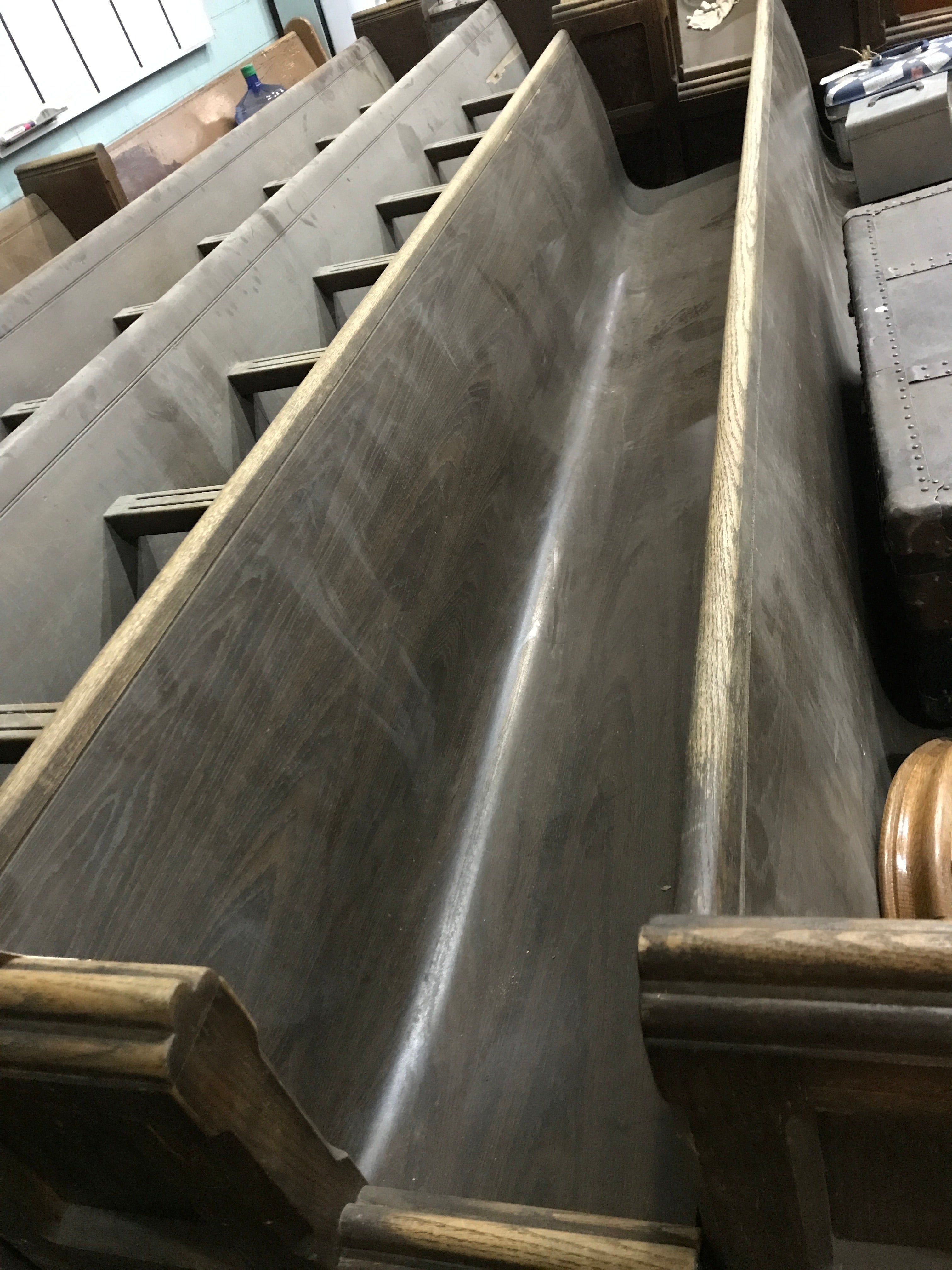 Vintage 1930's Oak Court Bench 10' 3"