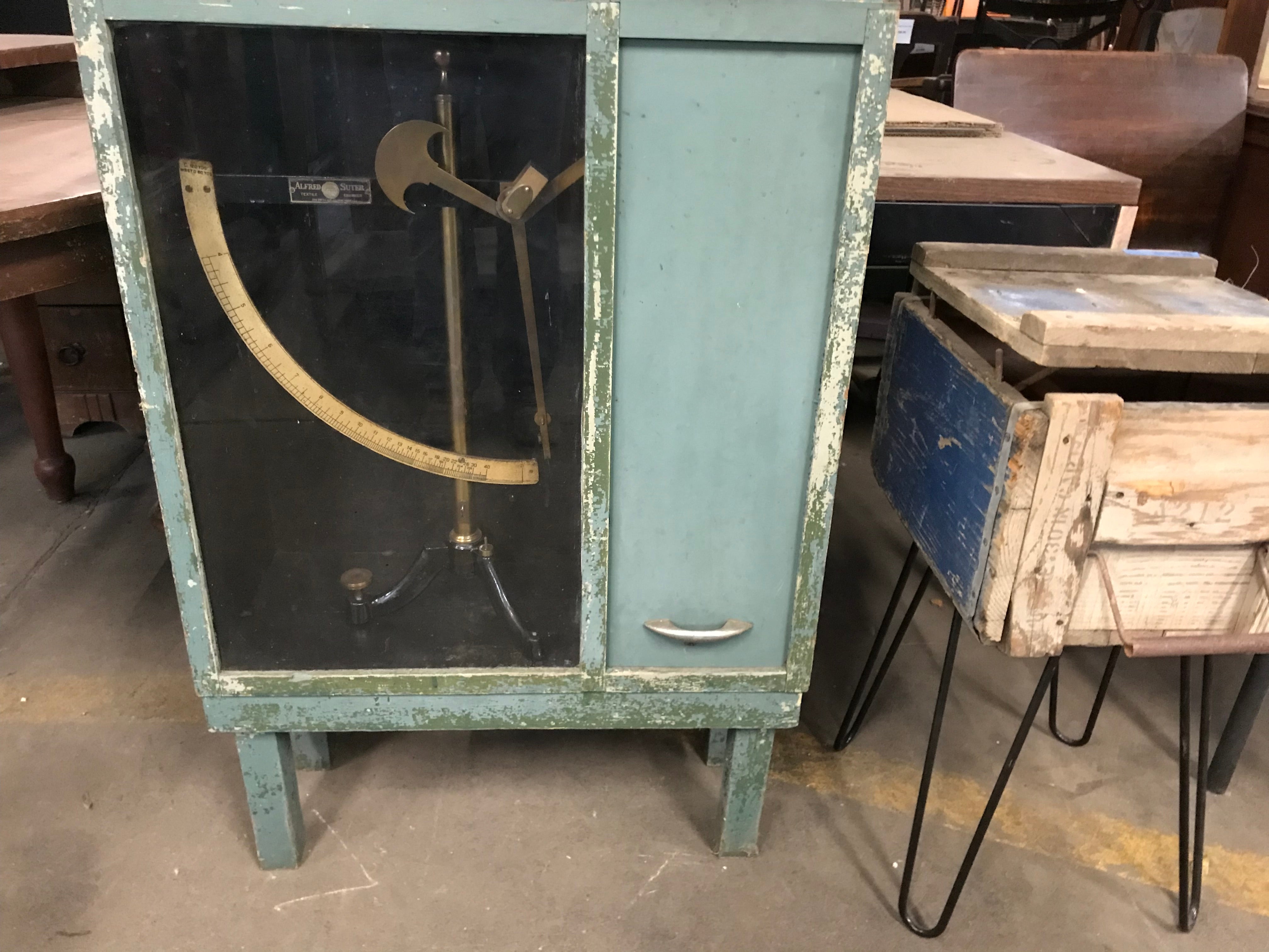 Display Cabinet with Glass Front and Slide Lift Door- Scale Balance Inside