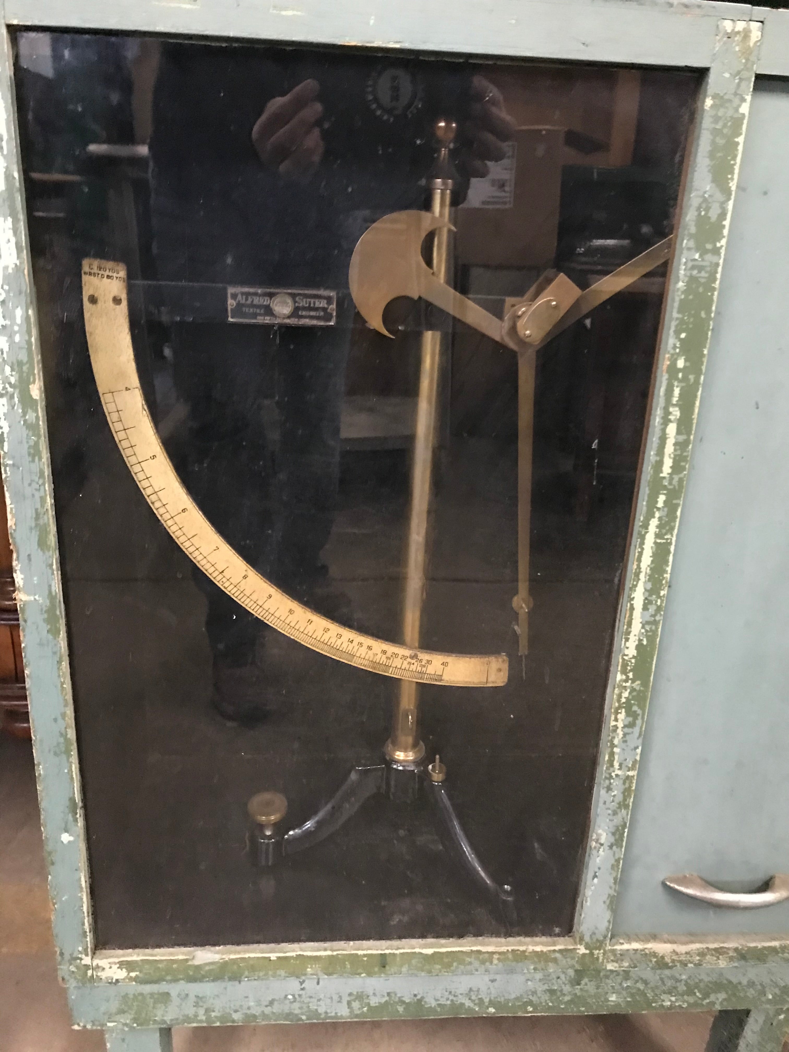 Display Cabinet with Glass Front and Slide Lift Door- Scale Balance Inside