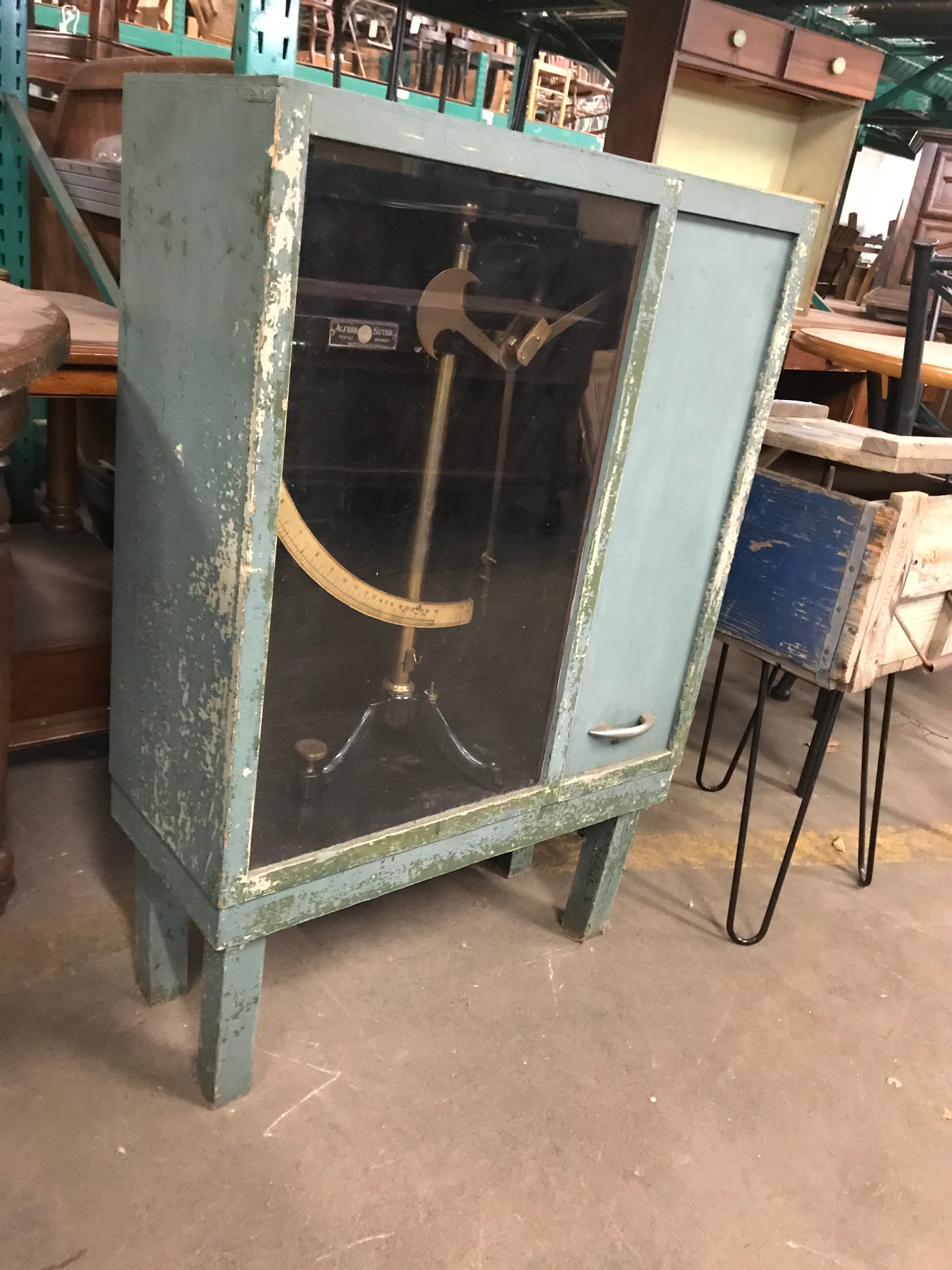 Display Cabinet with Glass Front and Slide Lift Door- Scale Balance Inside
