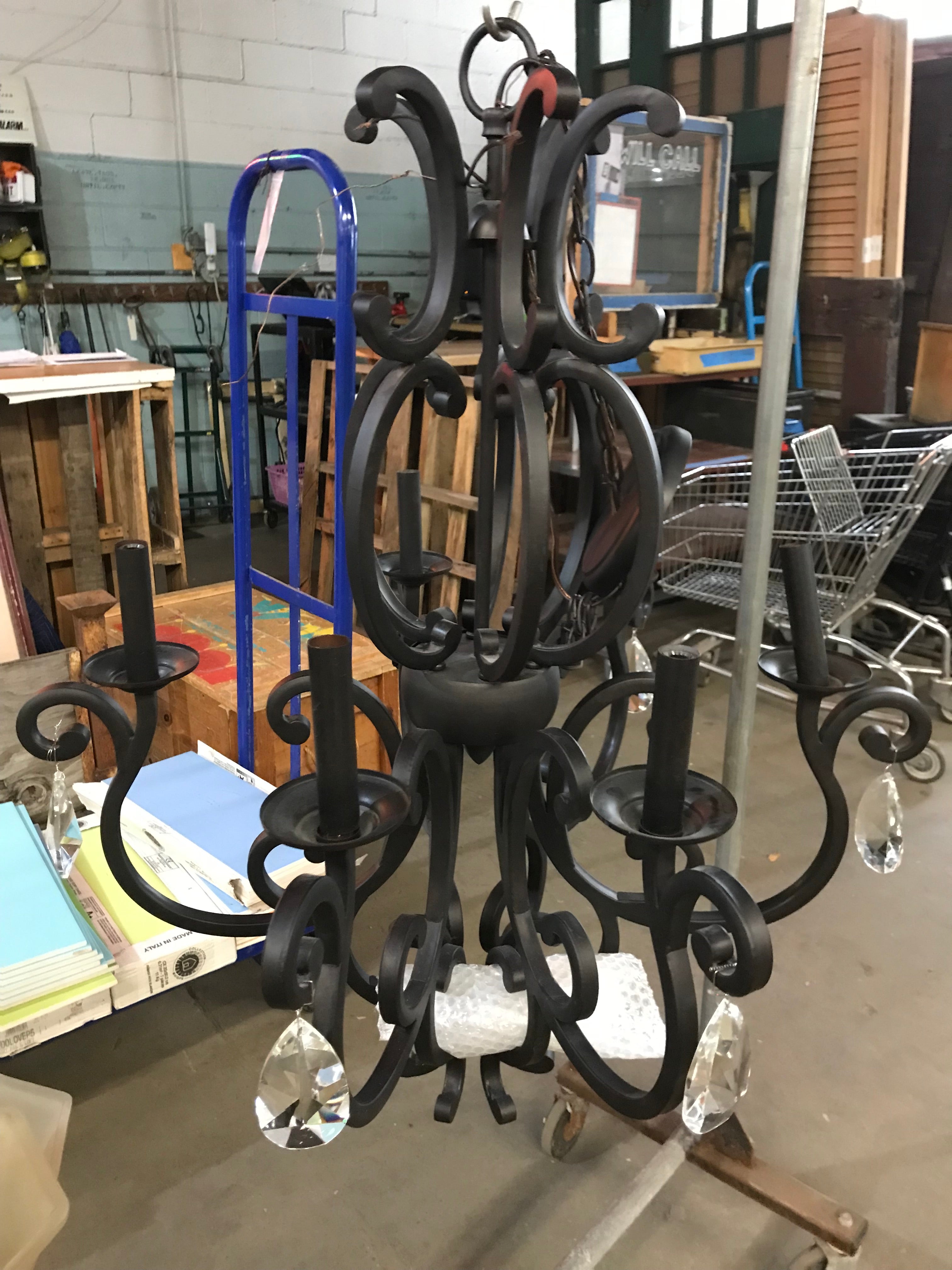 Chandelier with Crystals 6-Candelabra Lights