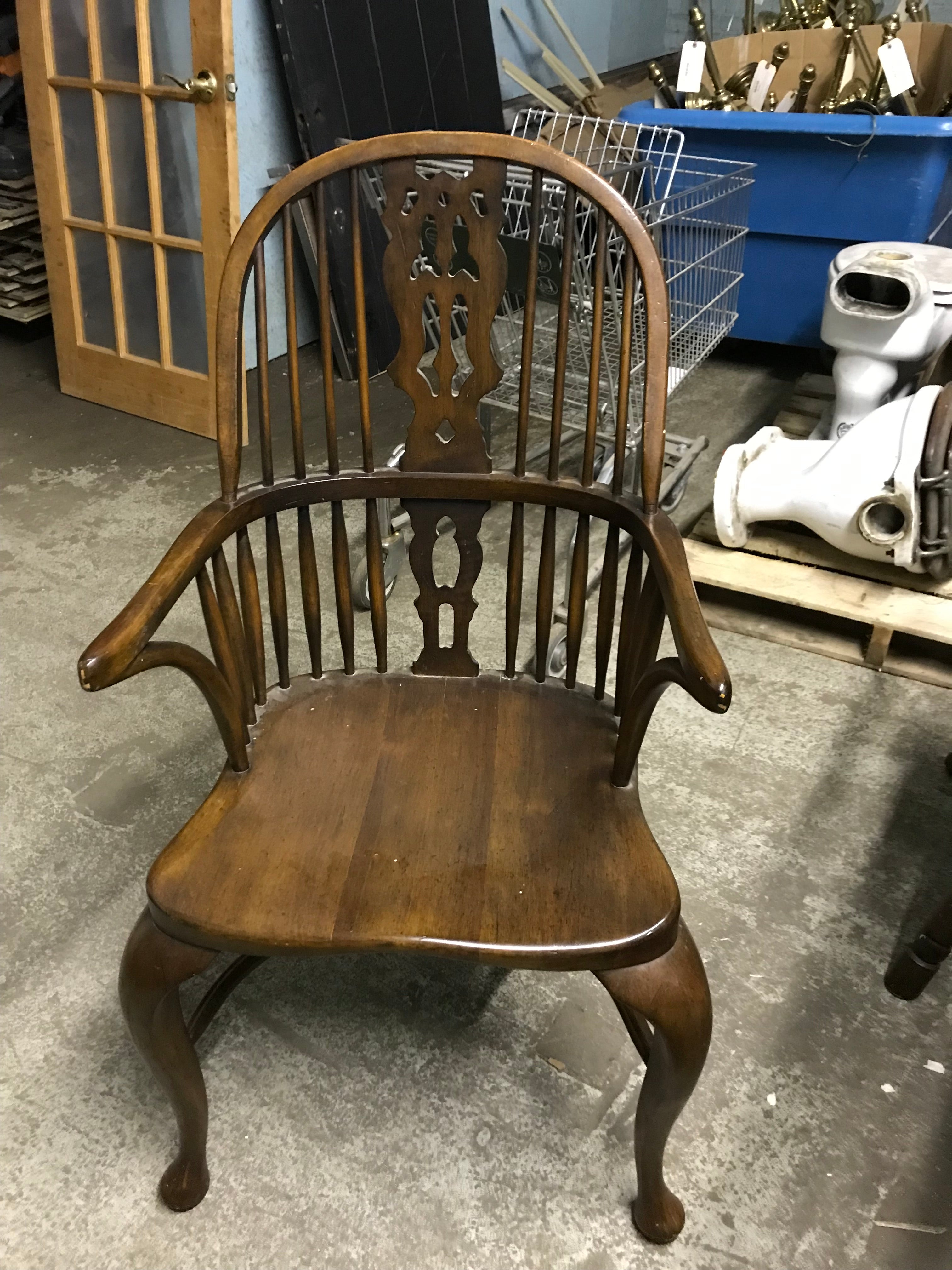 Windsor High Back Wood Arm Chair 42" H