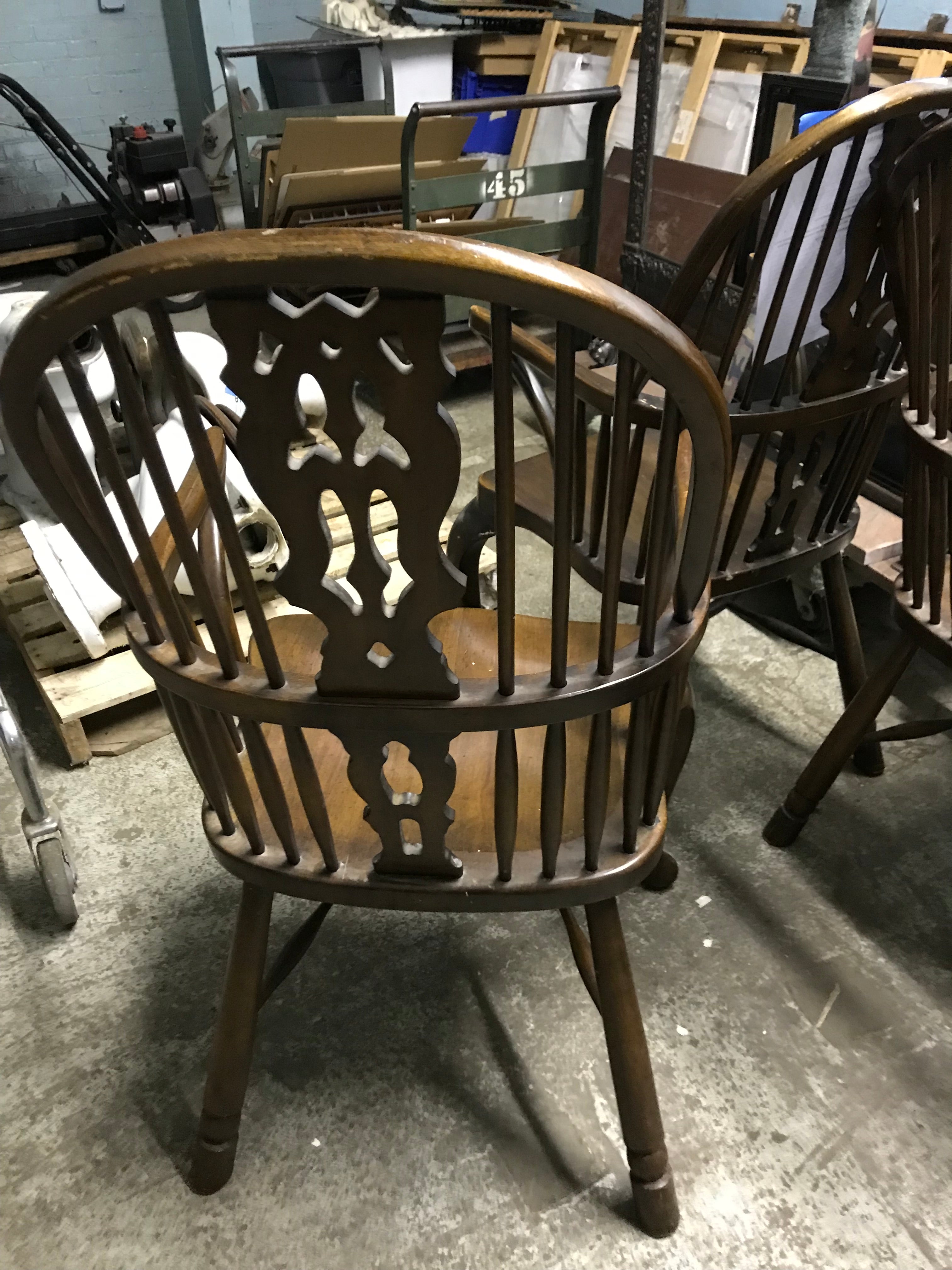 Windsor High Back Wood Arm Chair 42" H
