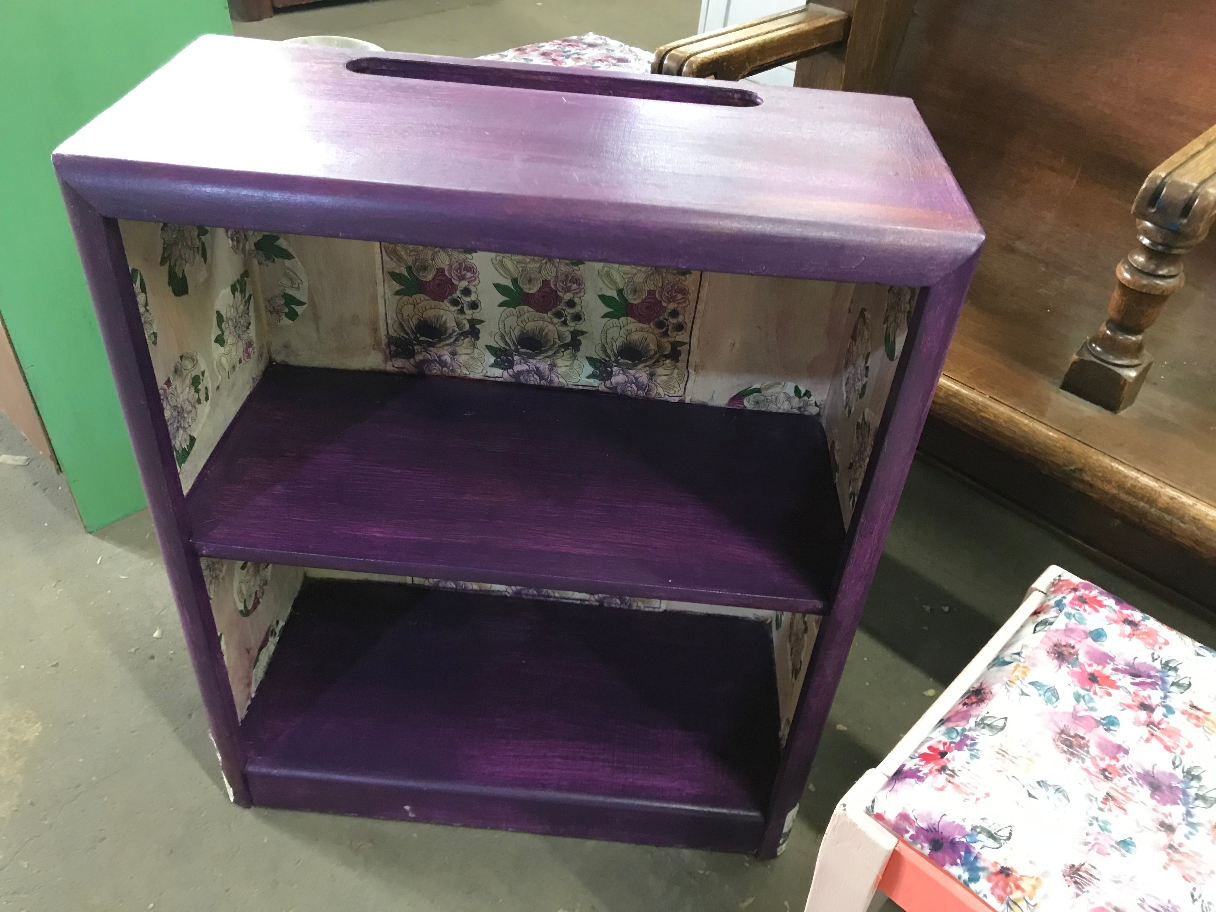 Small Wood Bookshelf- Painted Purple