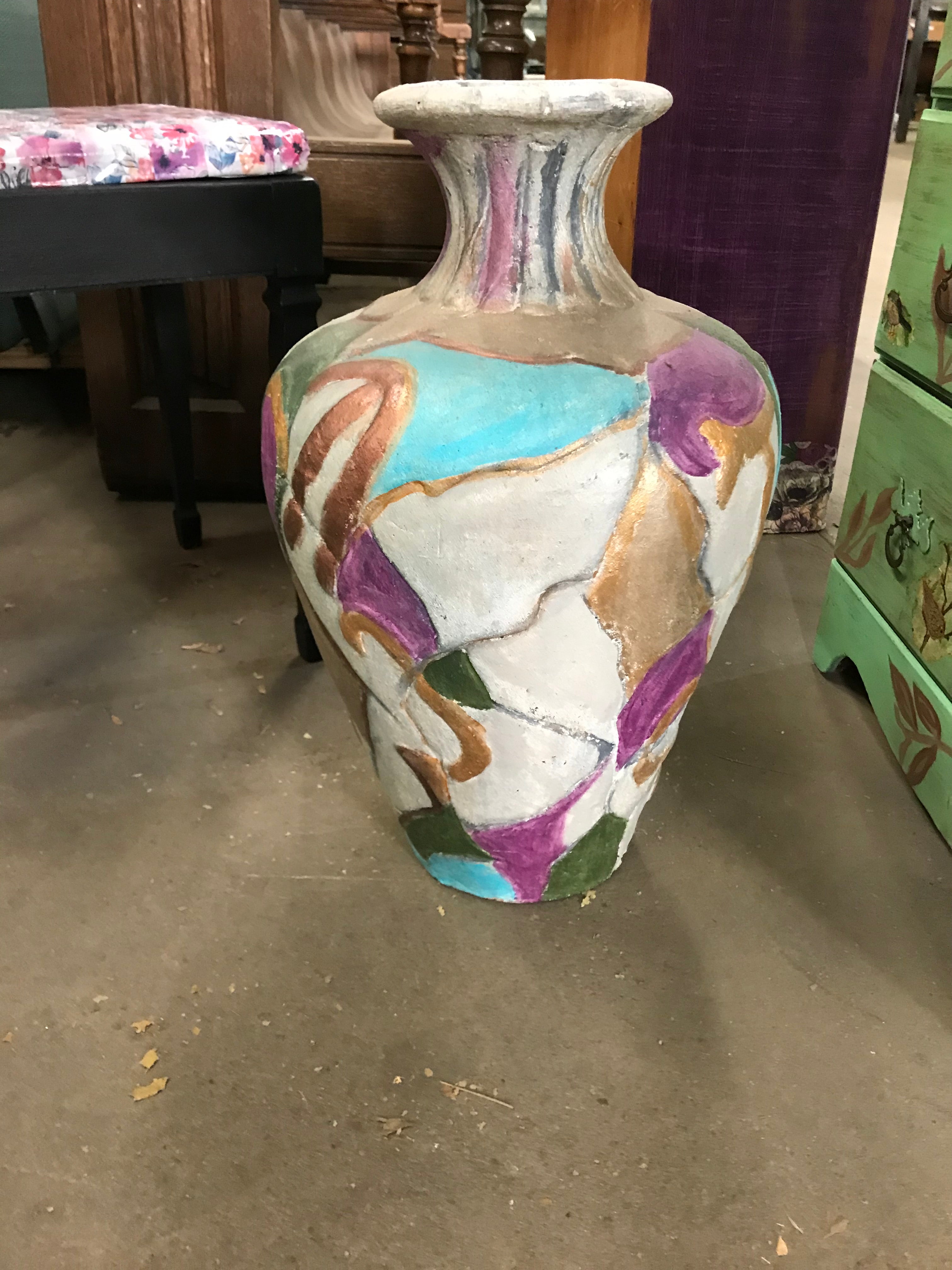 Large Painted Vase 20" H x 12"d