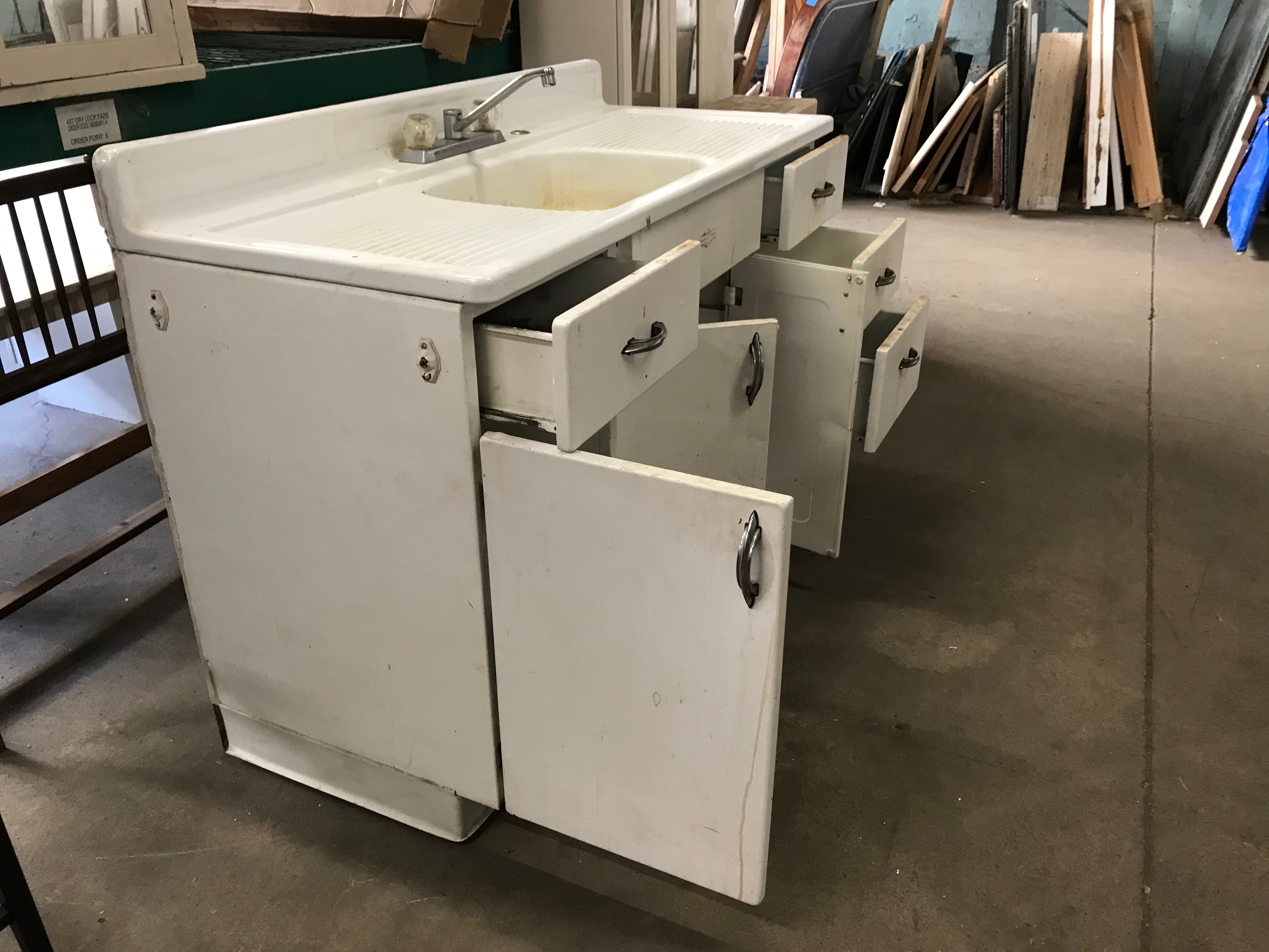 Vintage Youngstown Metal Kitchen Sink Cabinet with Single Sink Top