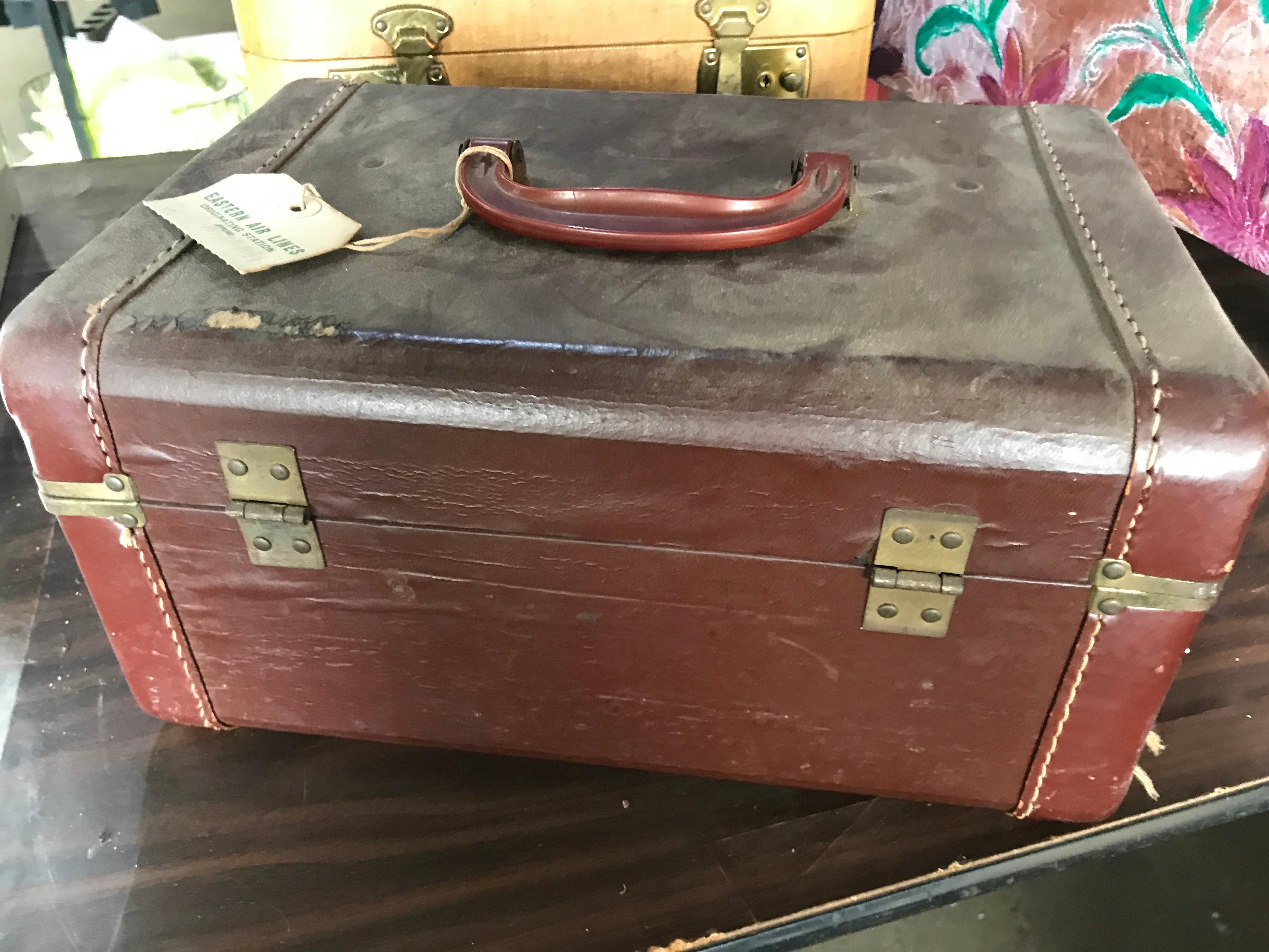 Vintage Brown Leather Suitcase