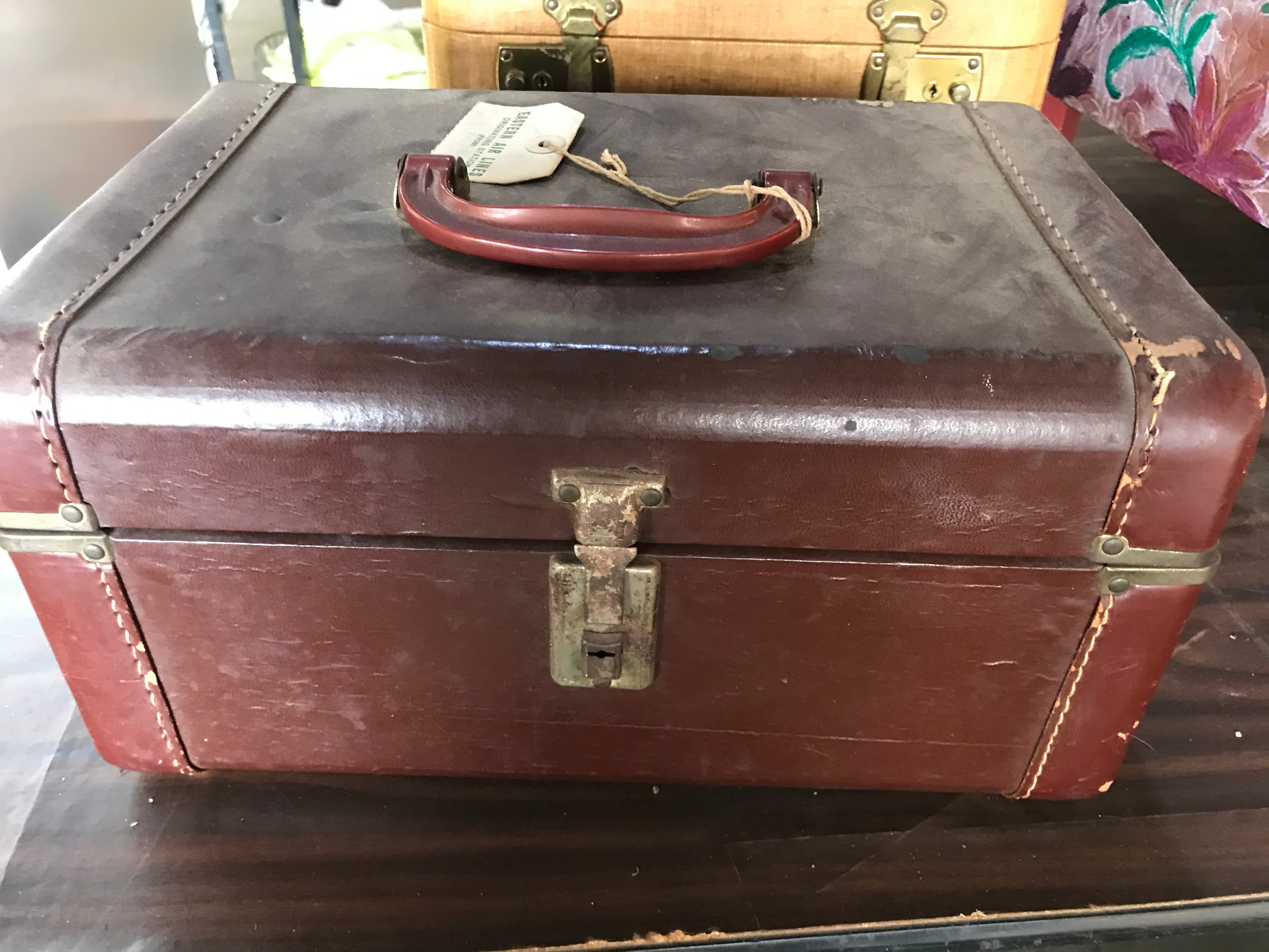 Vintage Brown Leather Suitcase