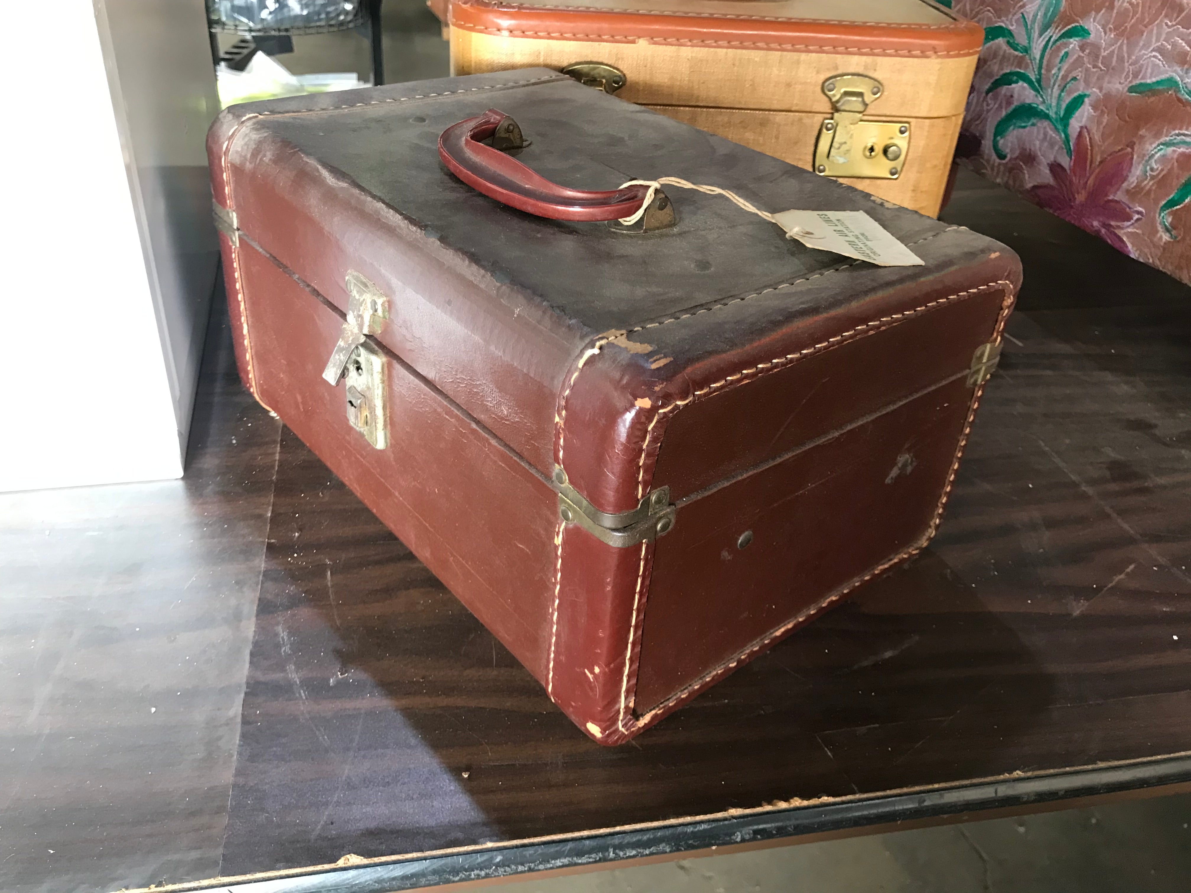 Vintage Brown Leather Suitcase