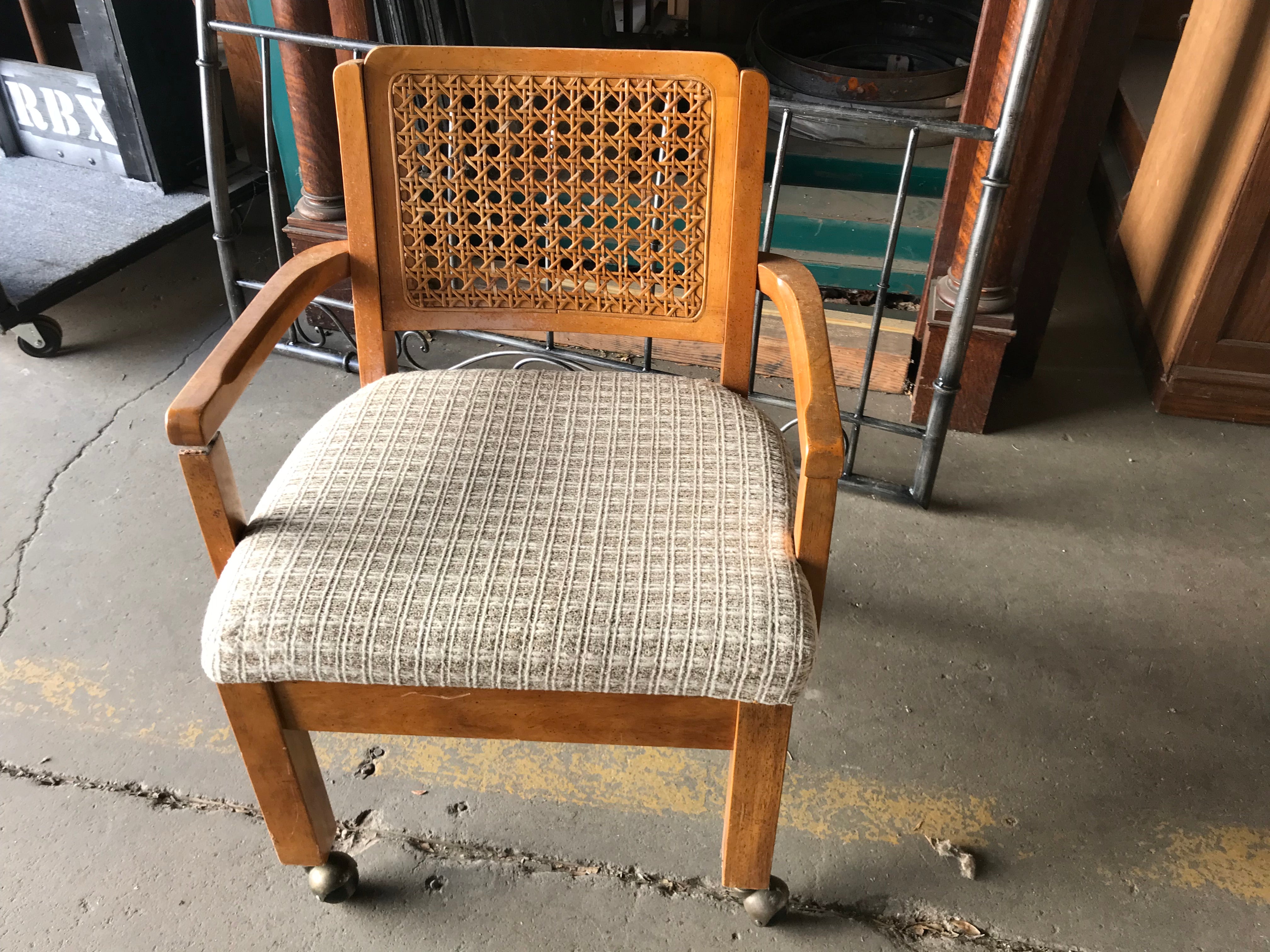 Dining Chair Wicker Back on Casters