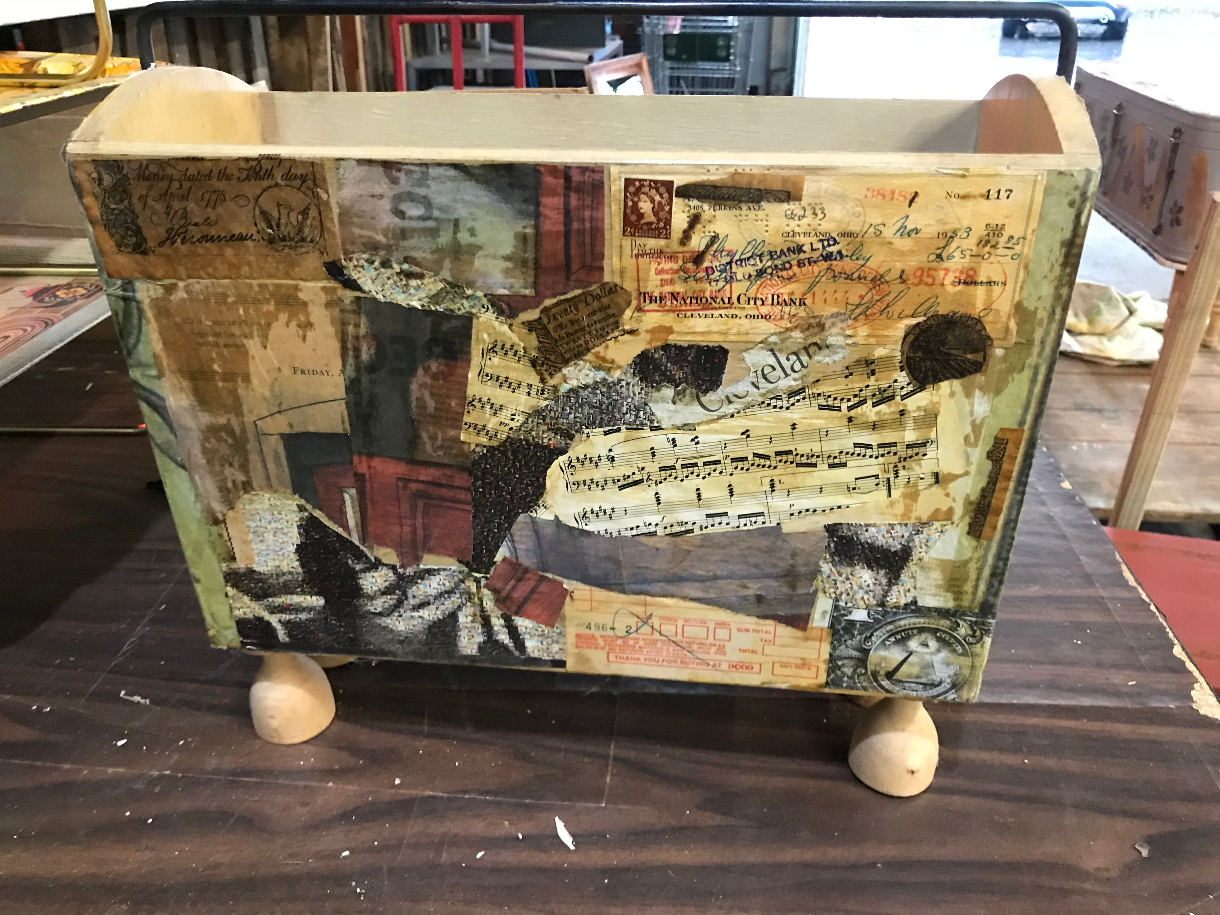 Wood Magazine Rack- Decoupage