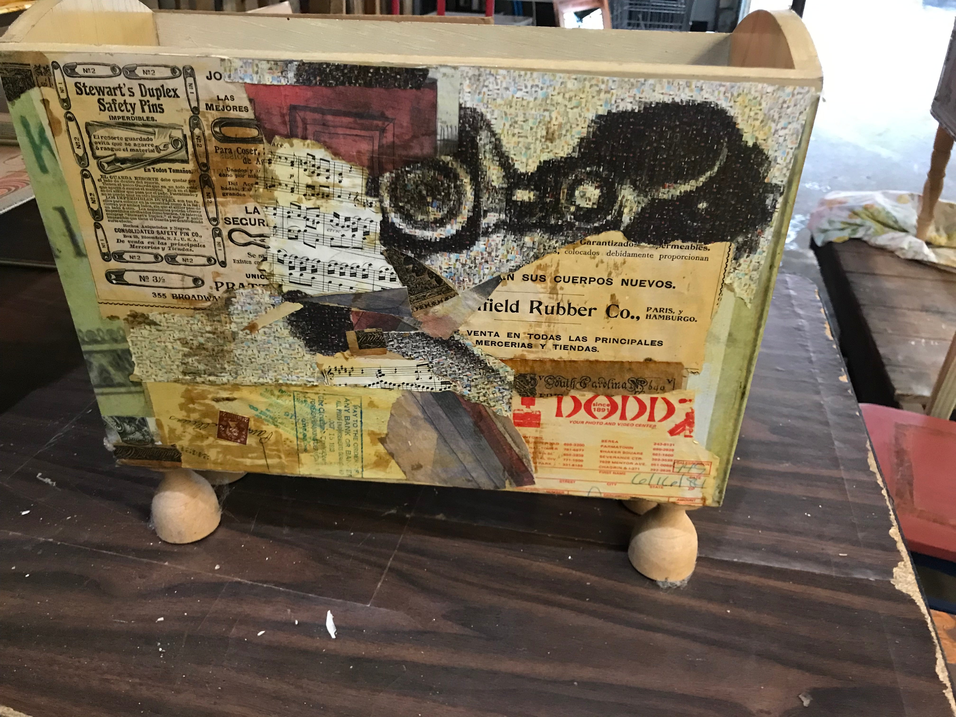 Wood Magazine Rack- Decoupage