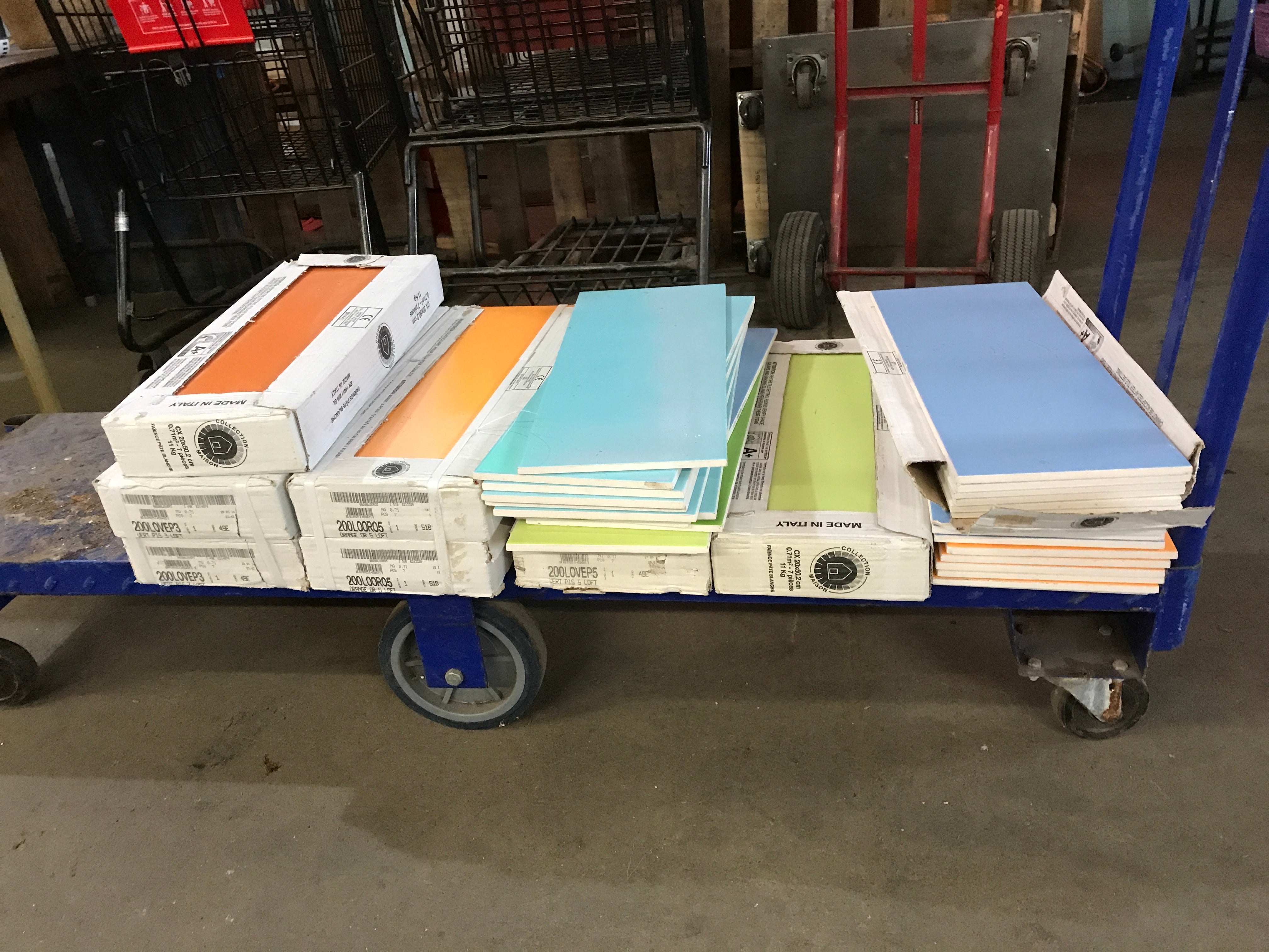 Lot of Italian Floor Tile (75sq Ft) Multi Color