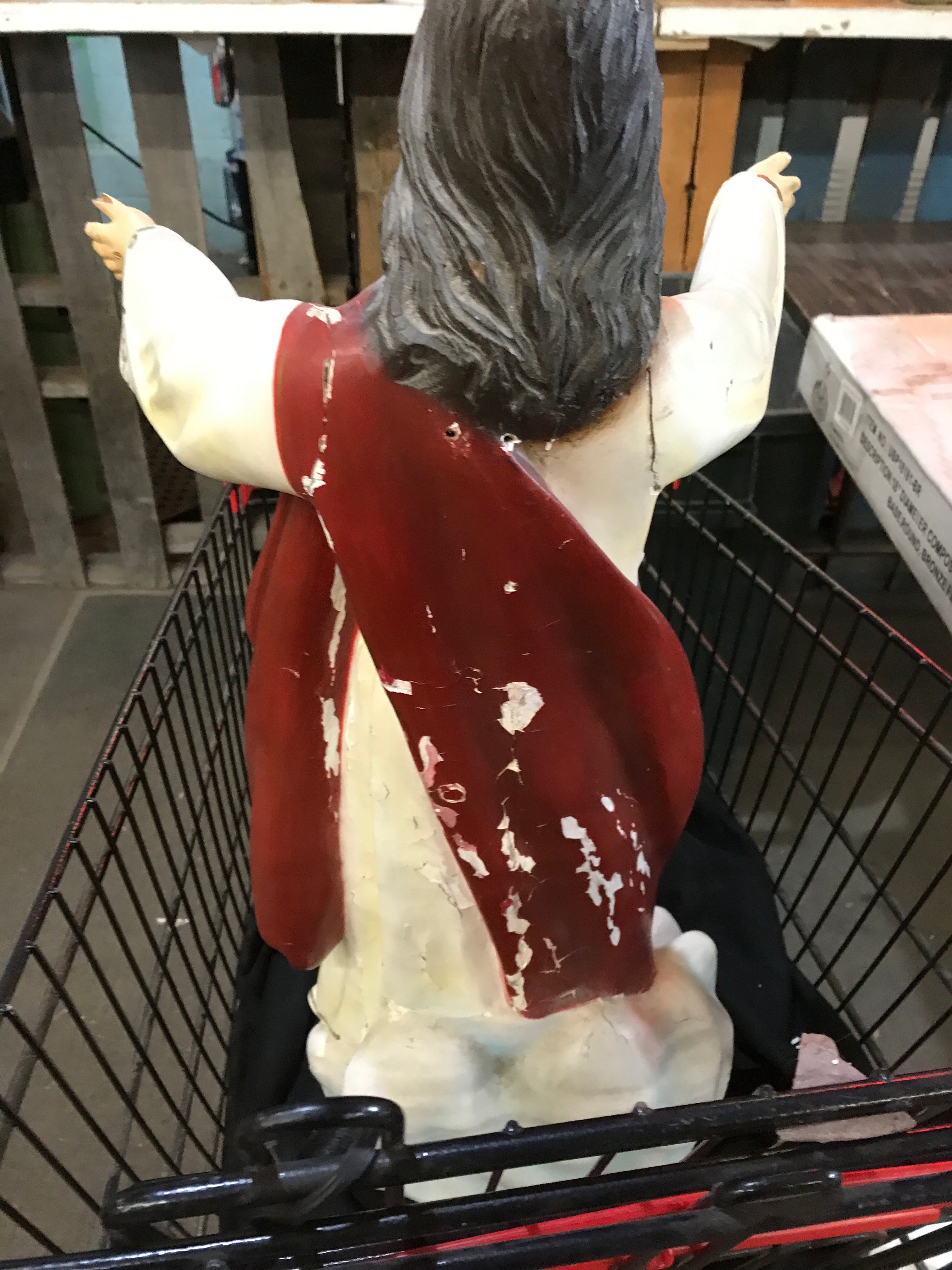 Carved Wood Jesus Sacred Heart Statue