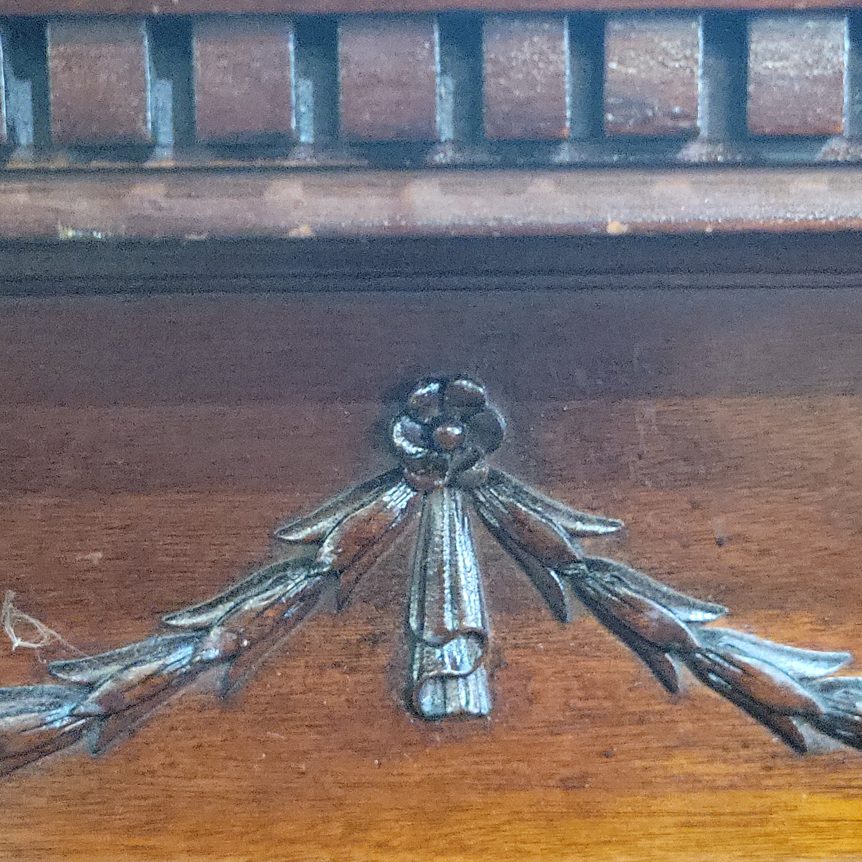 Gorgeous Wooden Carved Mantle  w/ Beveled Glass 2-Pieces