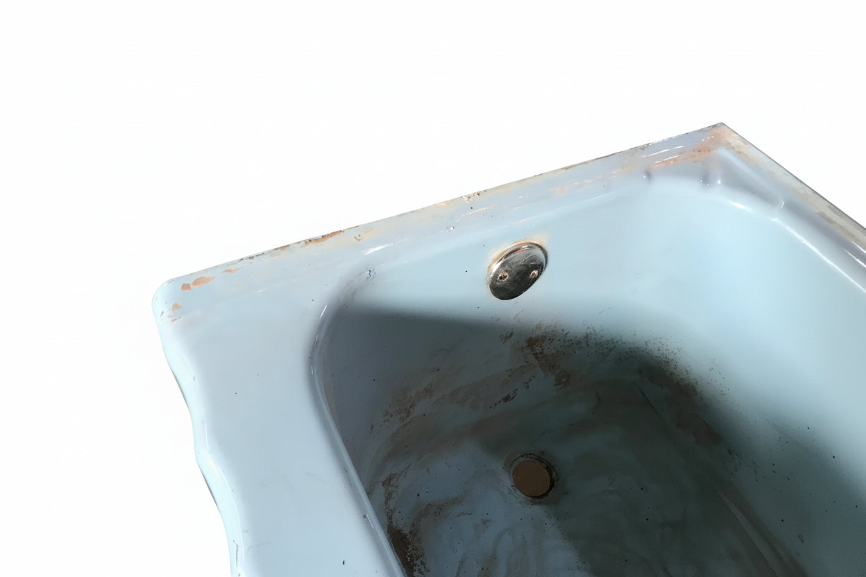 Mid-Century Blue Cast Iron Alcove Bathtub – 60"