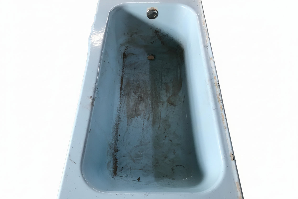 Mid-Century Blue Cast Iron Alcove Bathtub – 60"