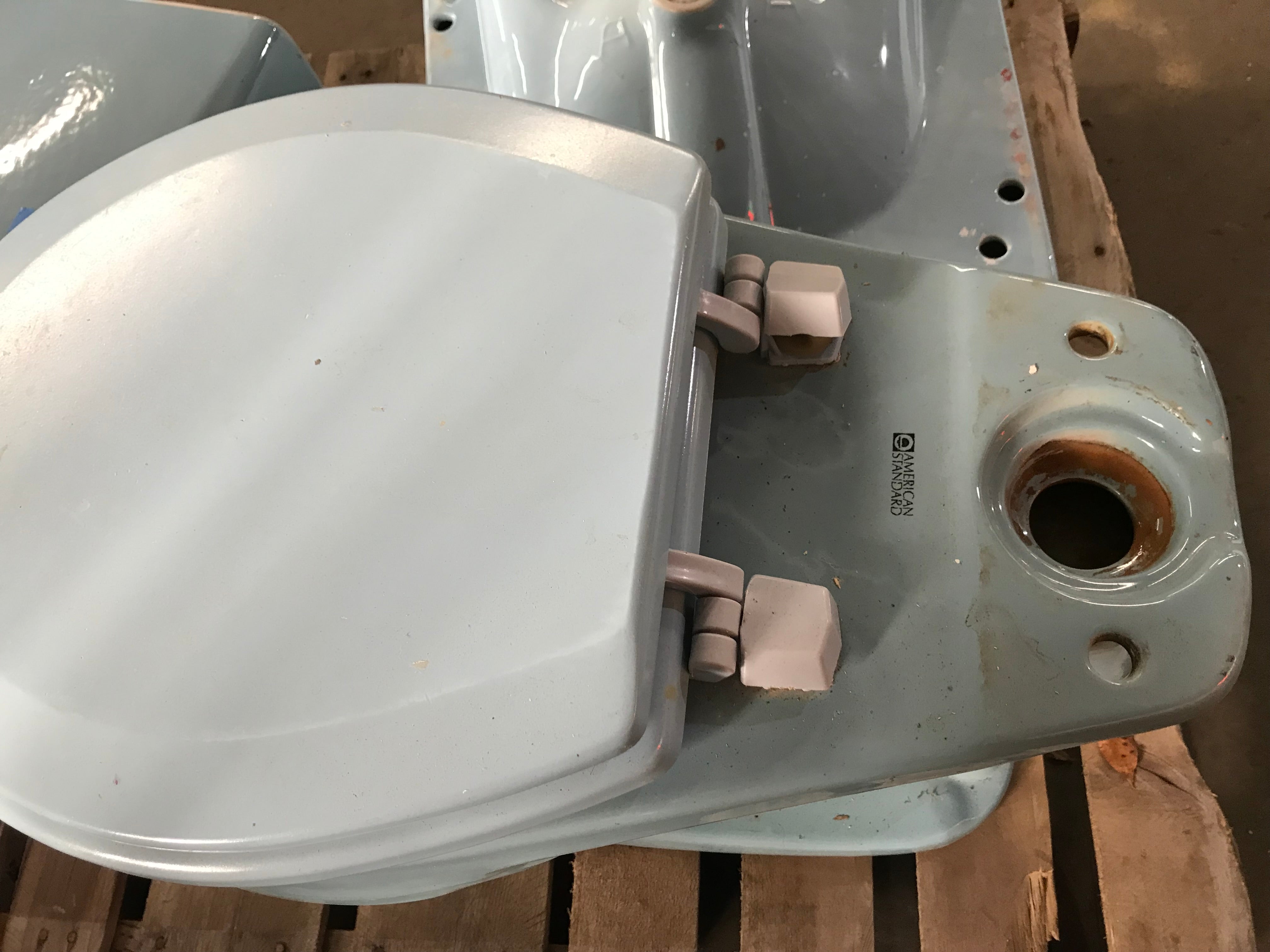 Vintage 1963 Blue Two Piece Toilet T-72