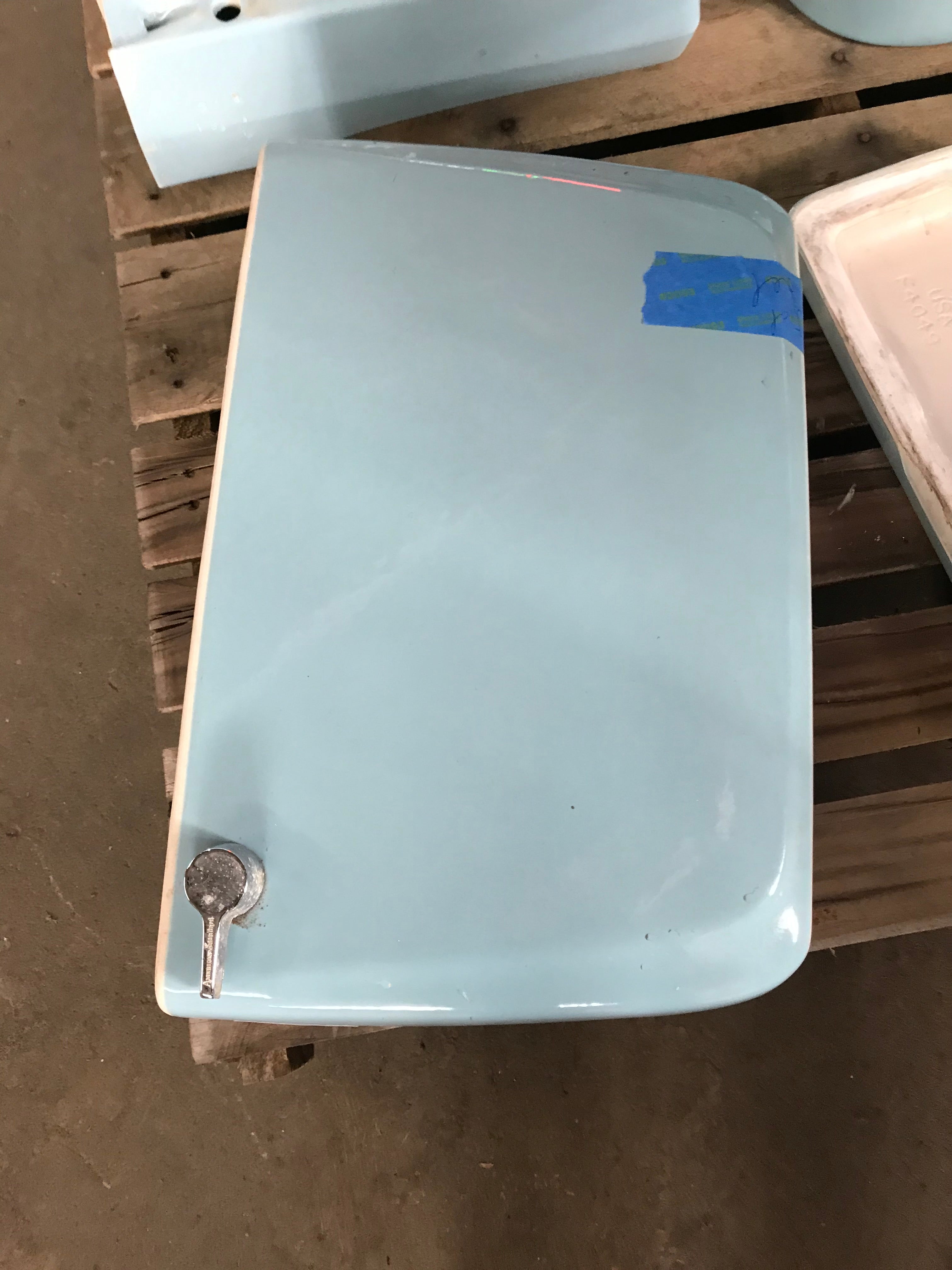 Vintage 1963 Blue Two Piece Toilet T-72