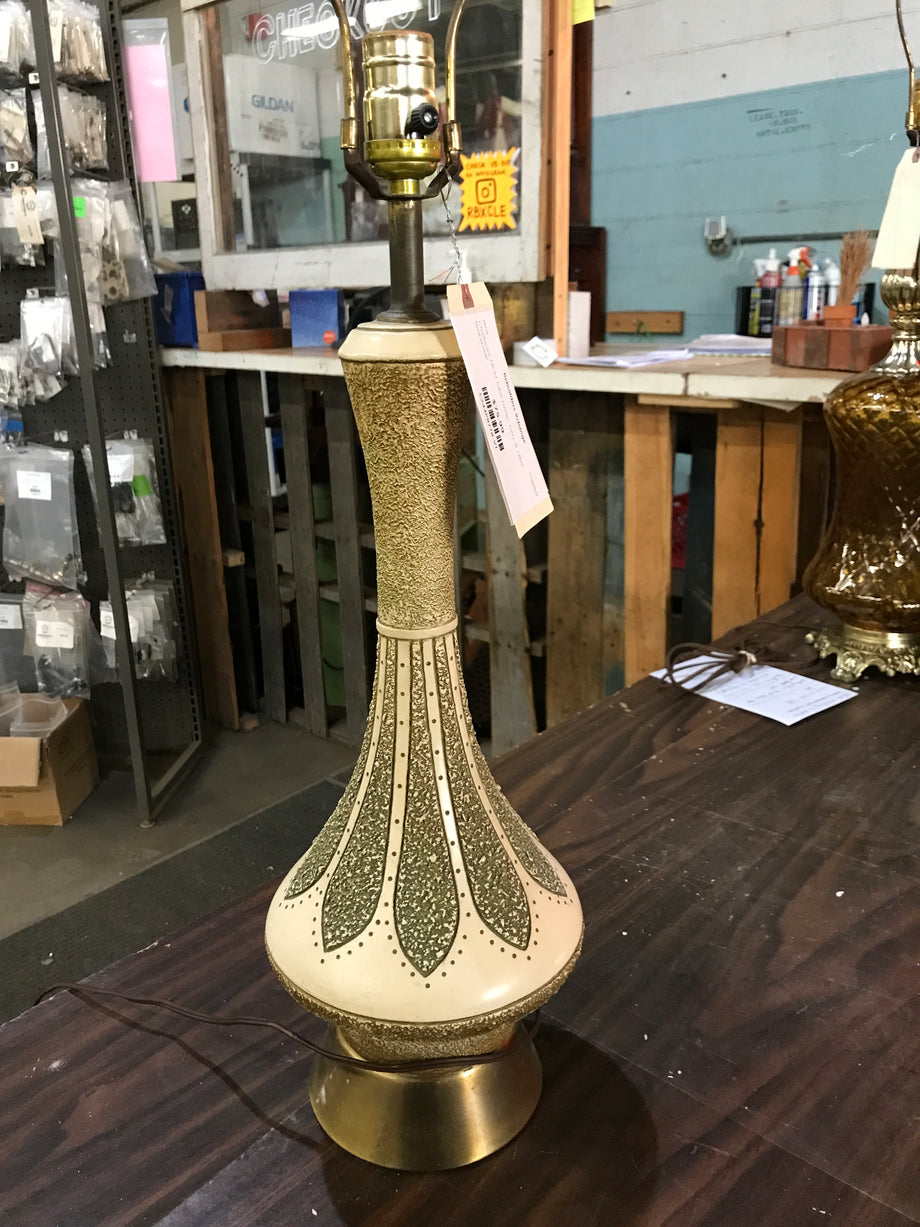 Chalkware MCM Table Lamp Ivory Olive