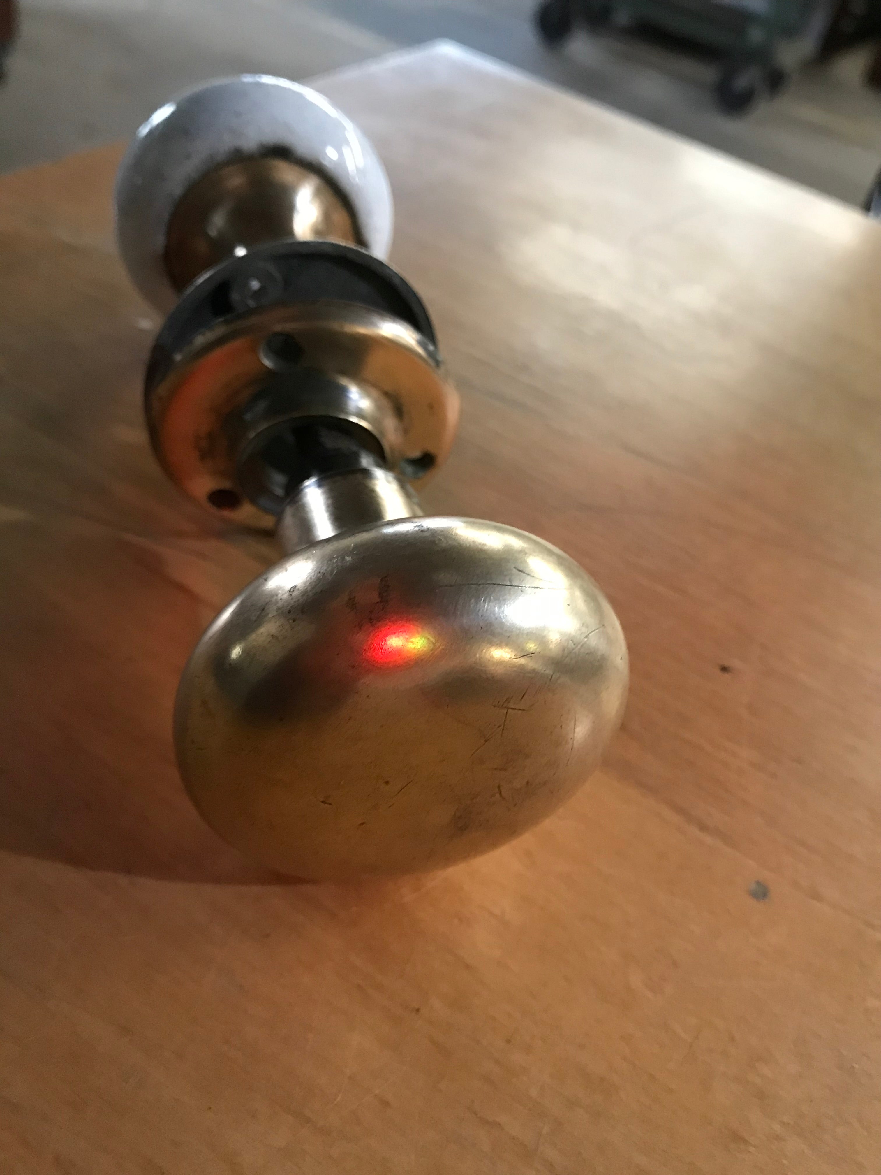 Door Lock Set with Porcelain Knob and Brass Knob