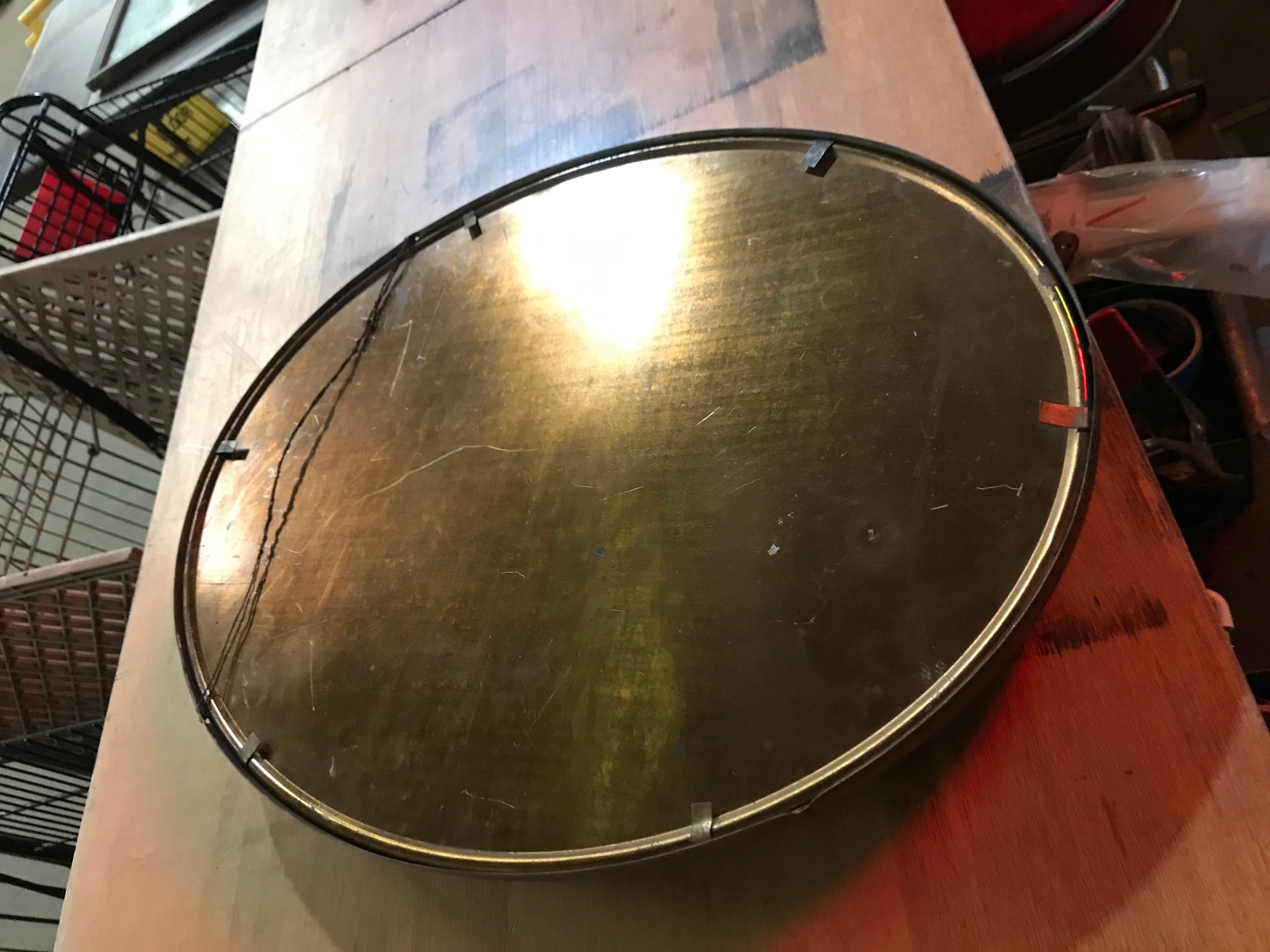 Antique Vintage Victorian Concave Oval Picture Frame - Brass 20" x 16"