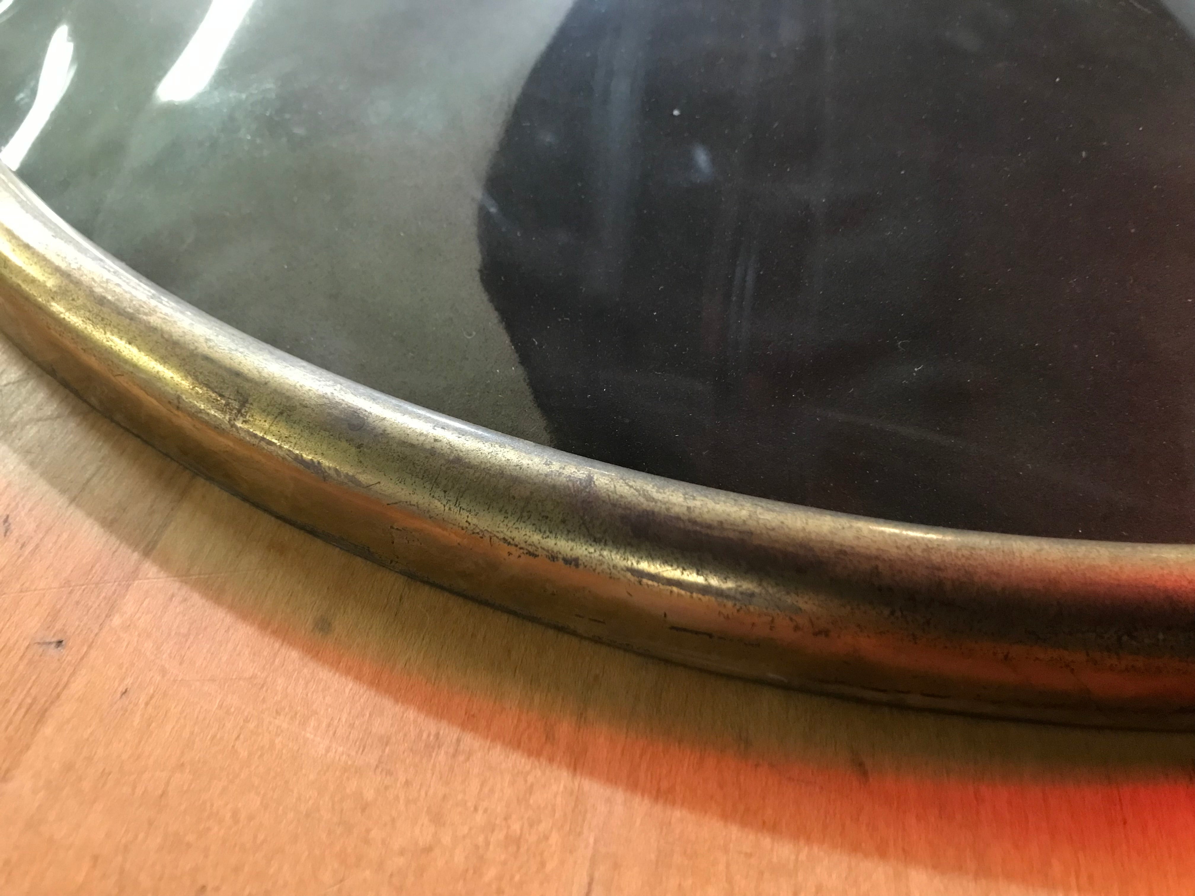 Antique Vintage Victorian Concave Oval Picture Frame - Brass 20" x 16"