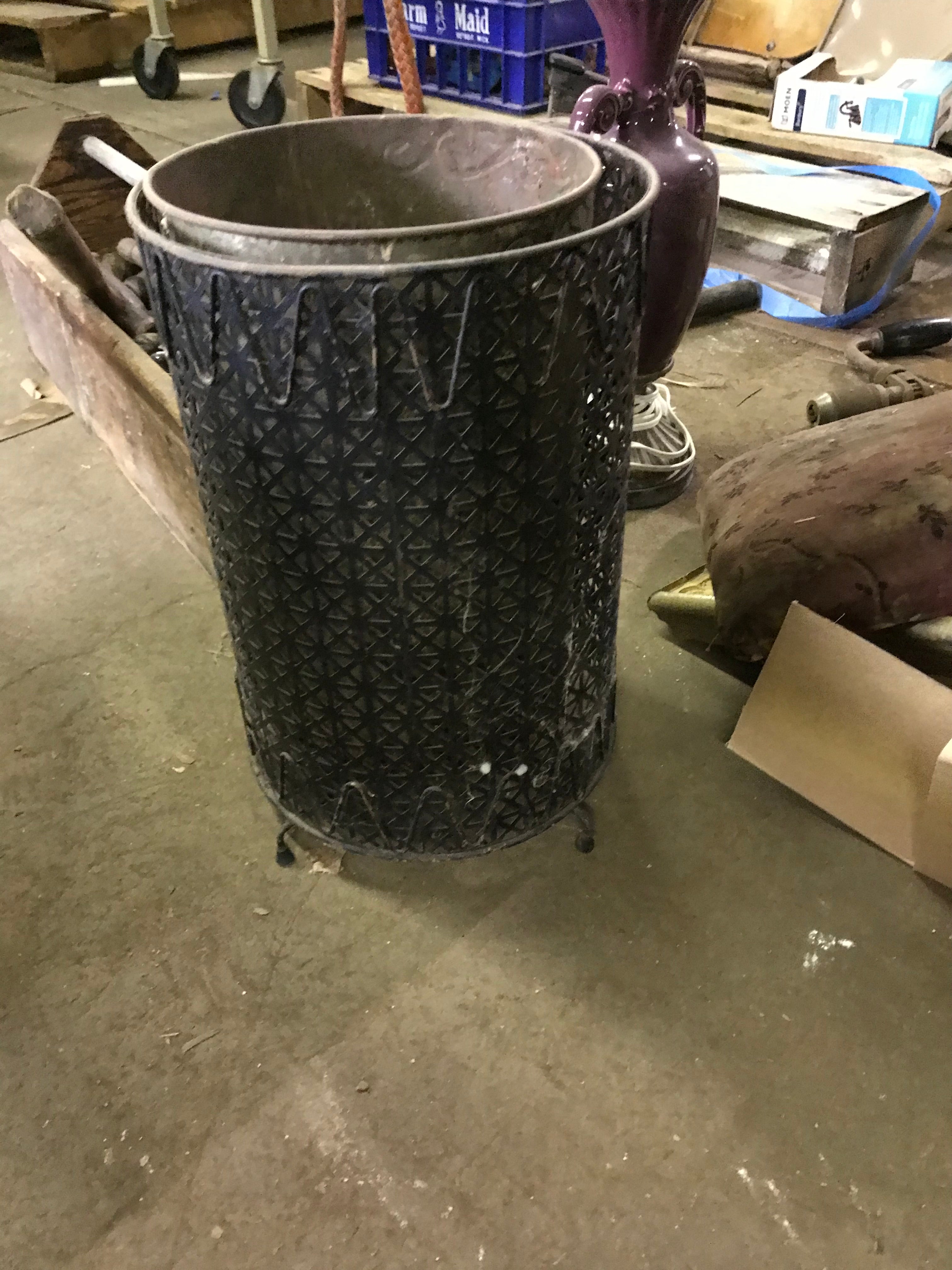 Small Metal Trash Can  with Interior  "Ship' Liner"