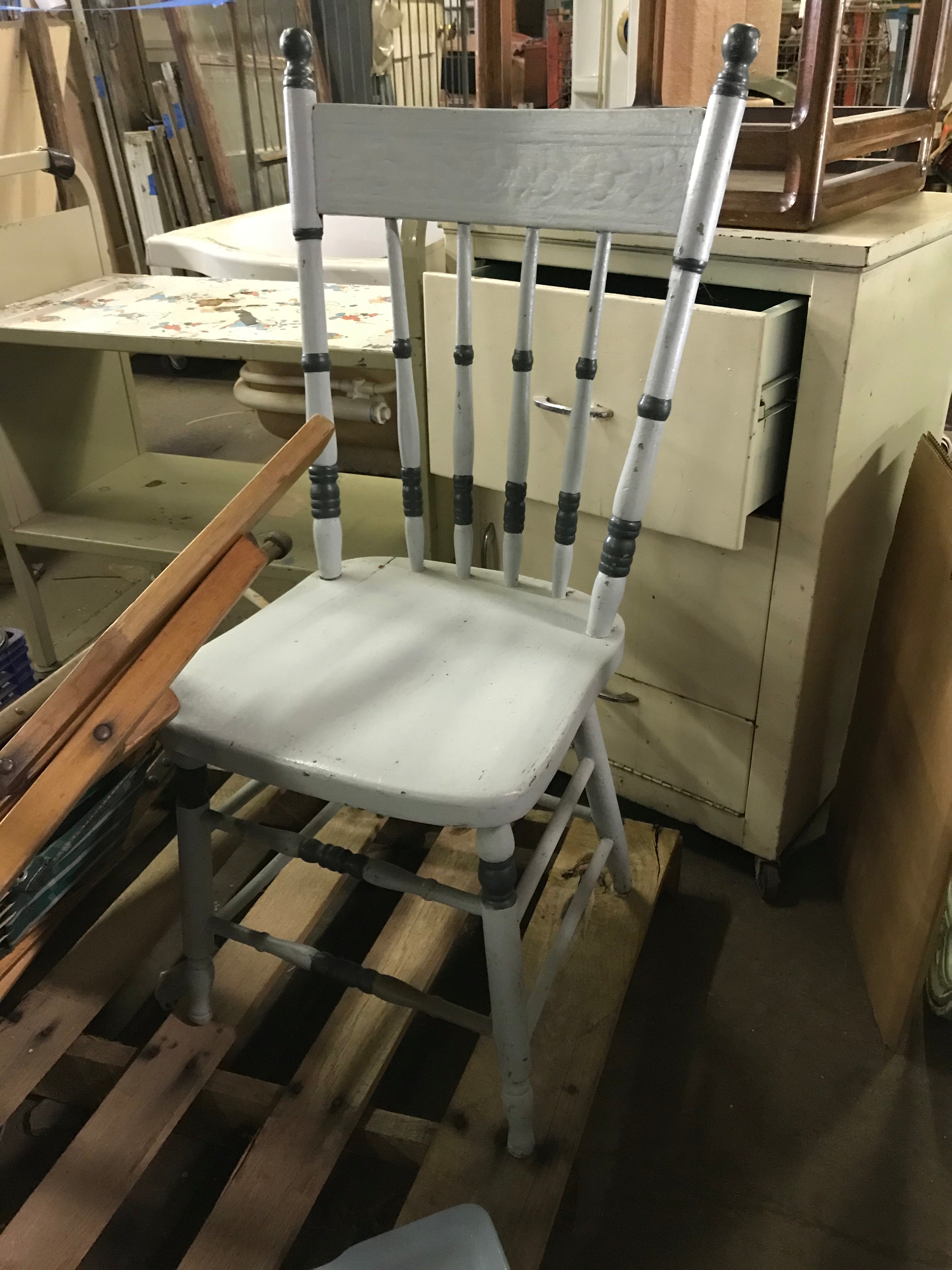 Wood Dining Chair- Painted Blue