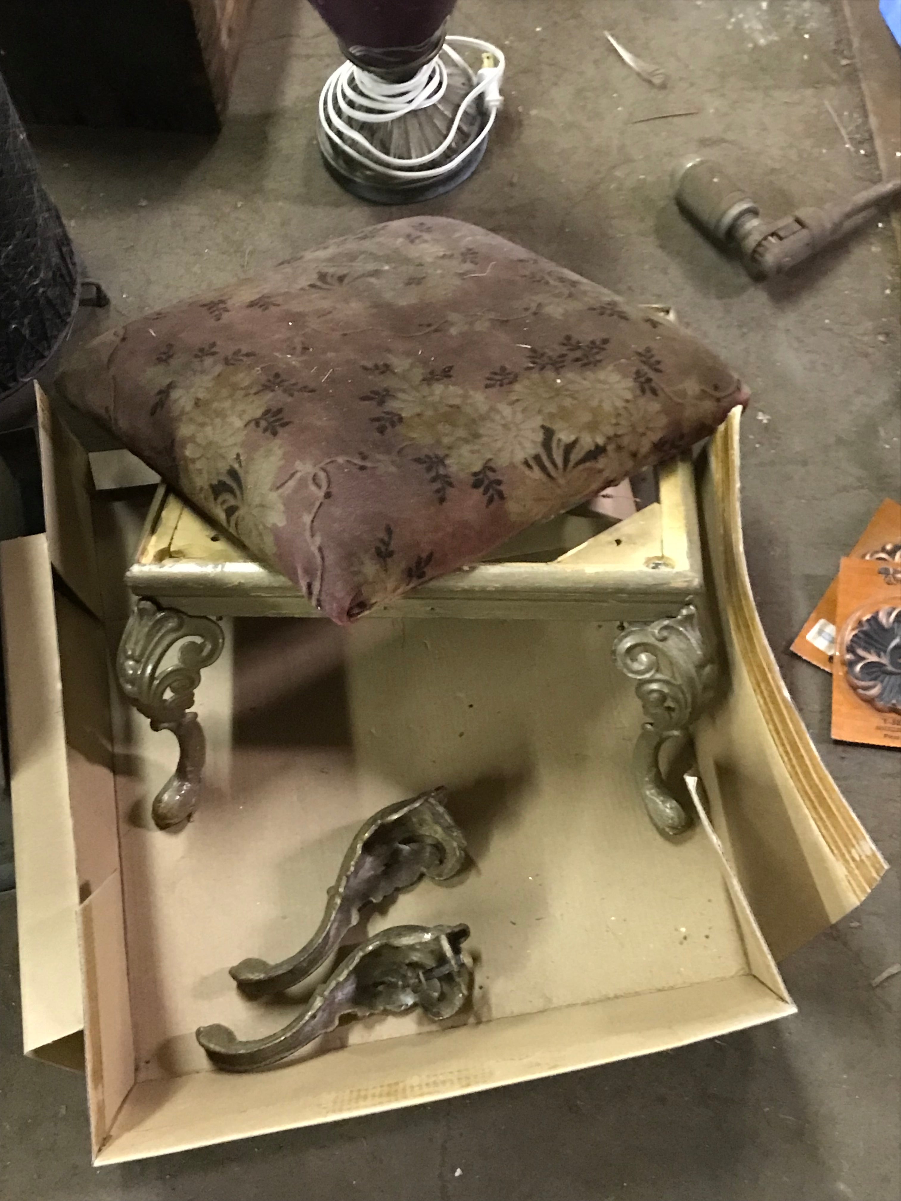 Antique Chair in Box with Fabric Top