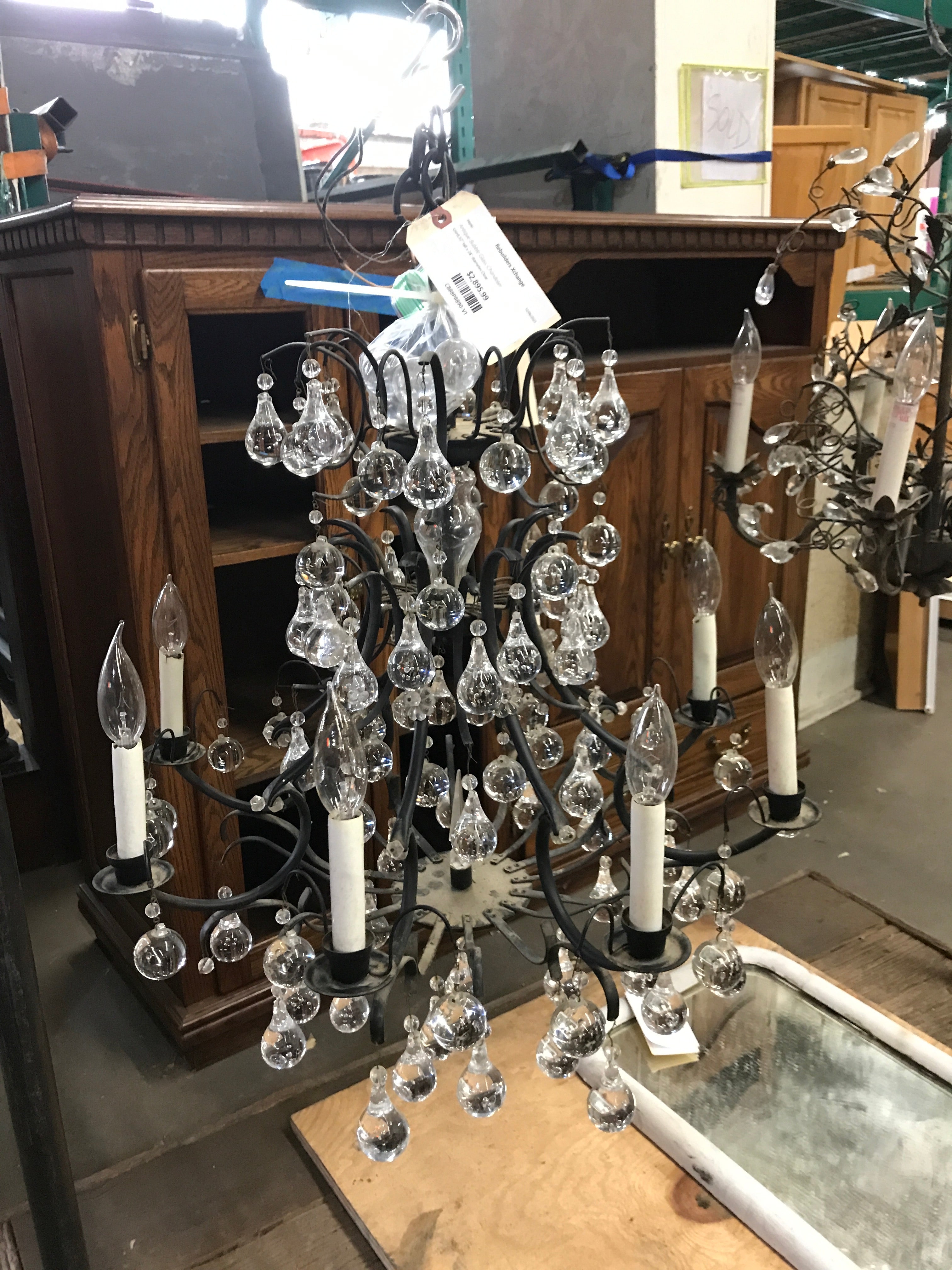 Antique Bubble Glass Chandelier